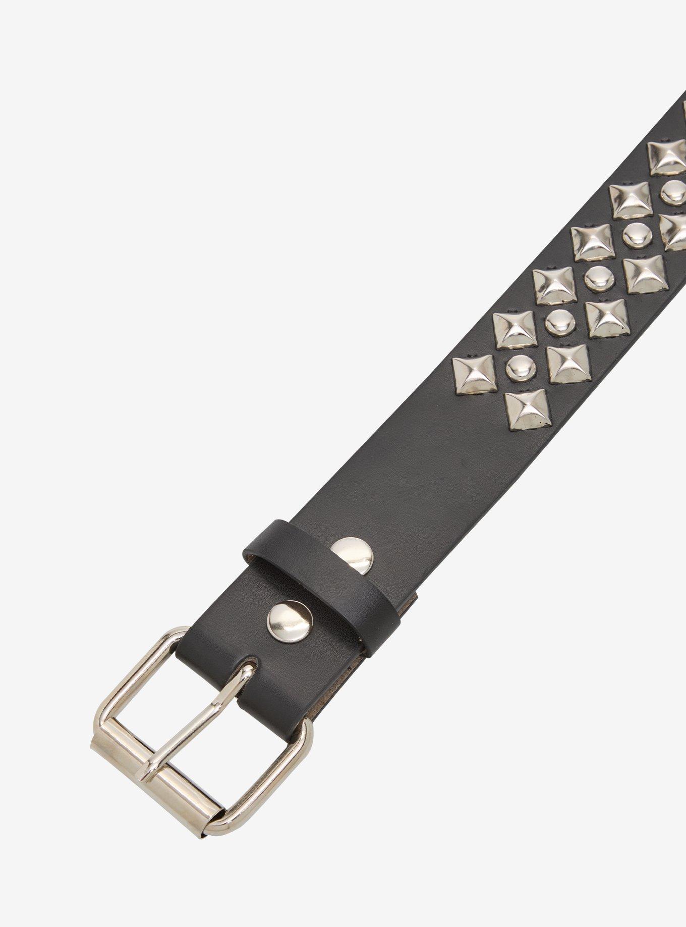 Black & Silver Diamond Stud Belt, , hi-res