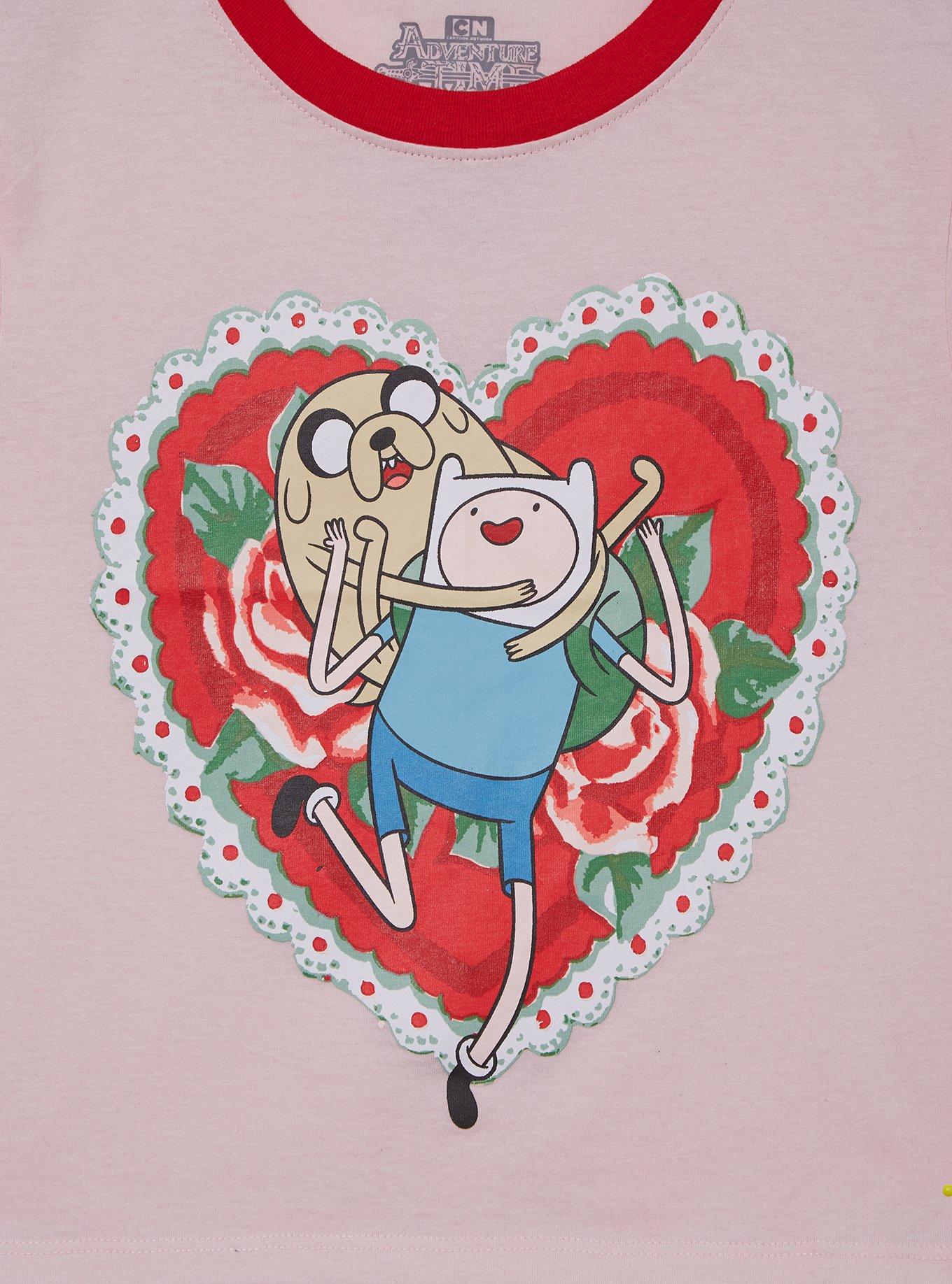 Adventure Time Finn & Jake Valentine's Day Women's Ringer Baby Tee, , hi-res