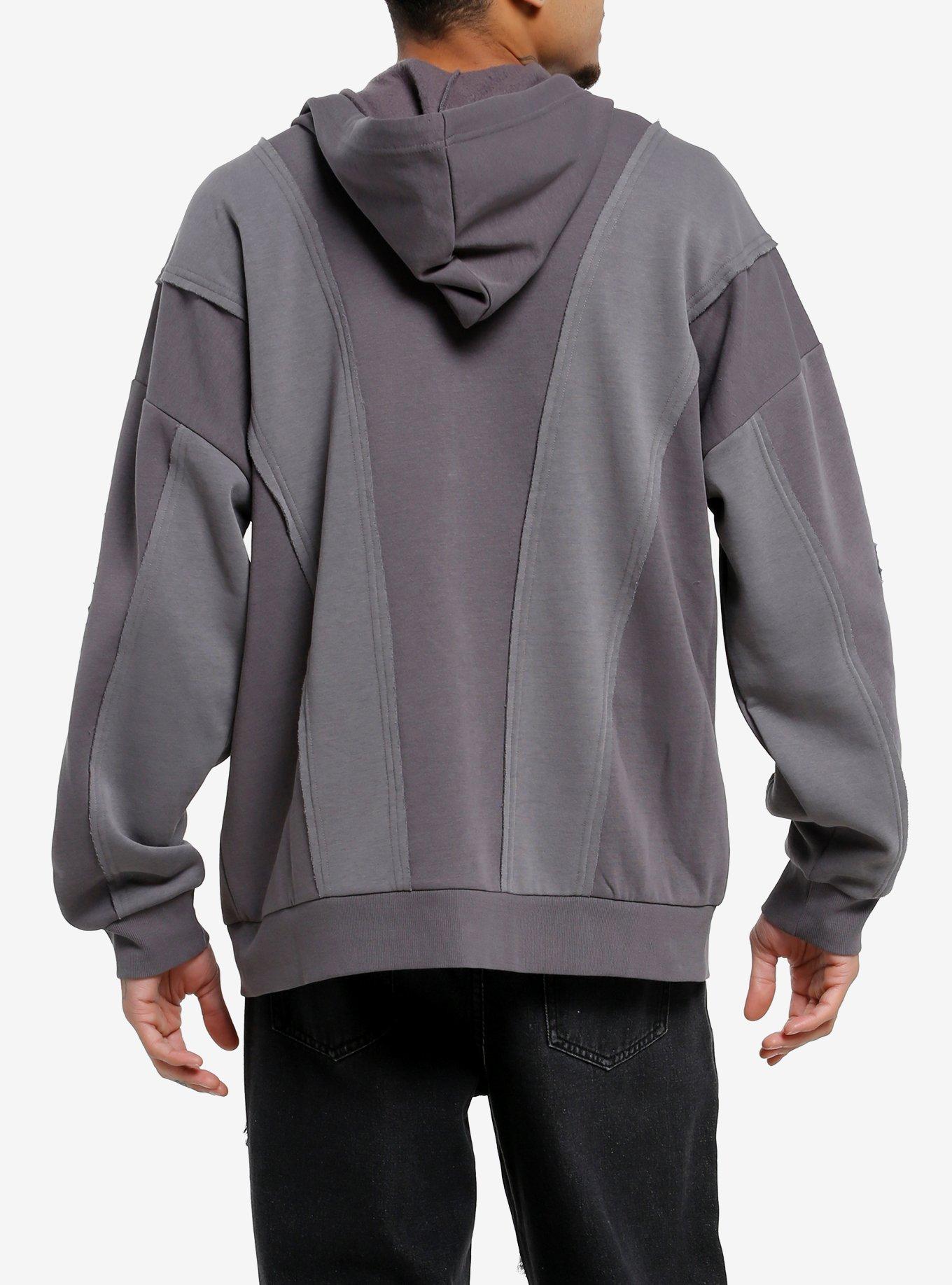 Destroy Grey Paneled Hoodie, GREY, alternate