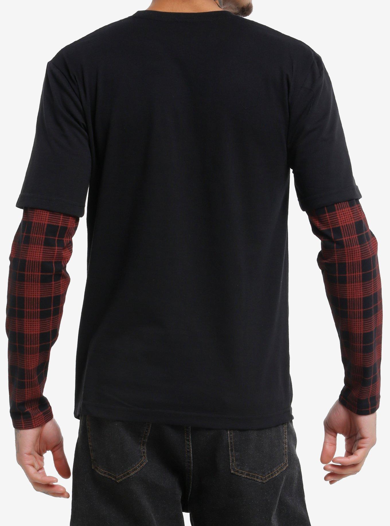 Black & Red Plaid Twofer Long-Sleeve T-Shirt, , hi-res