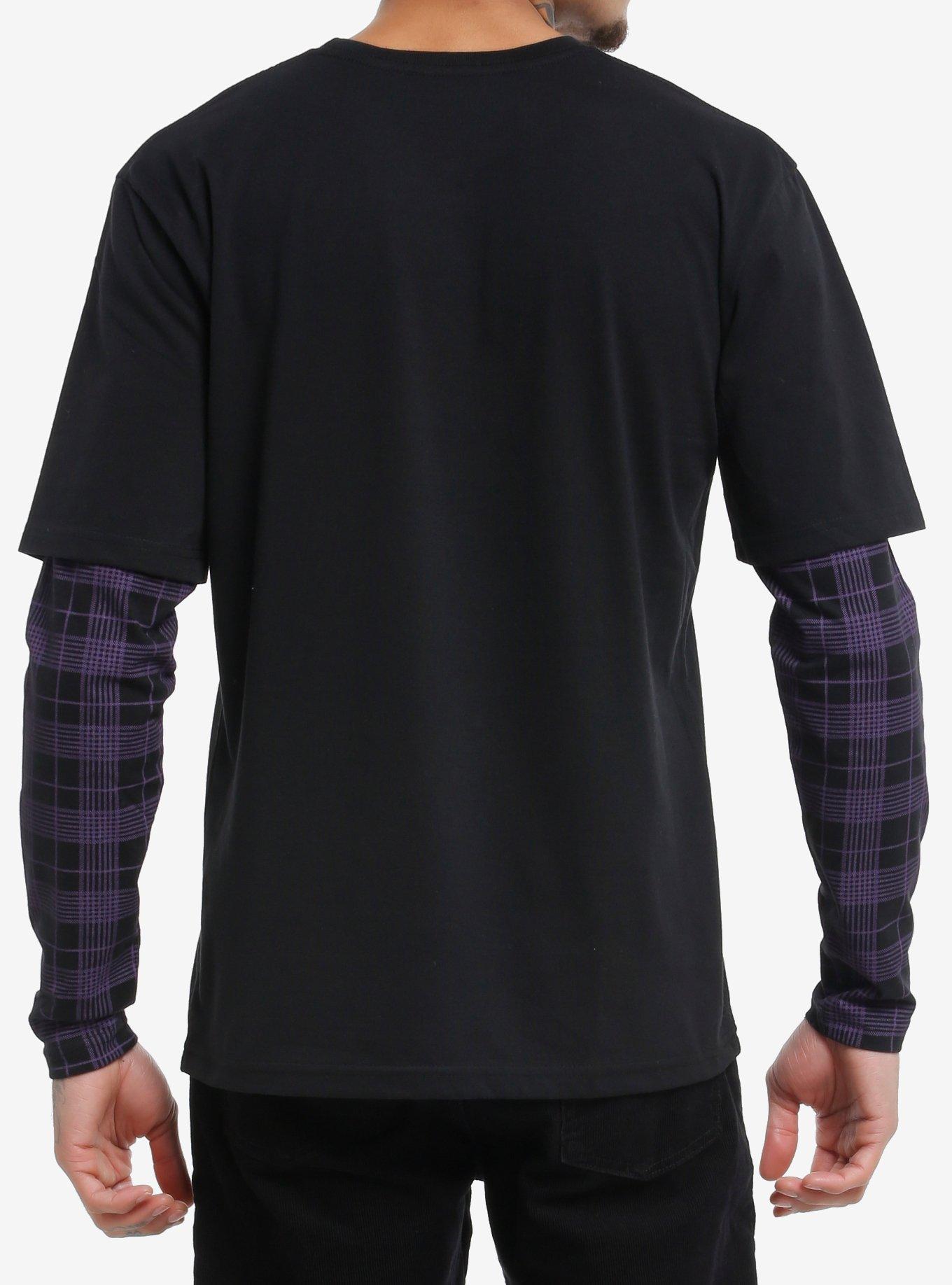 Black & Purple Plaid Twofer Long-Sleeve T-Shirt, , hi-res