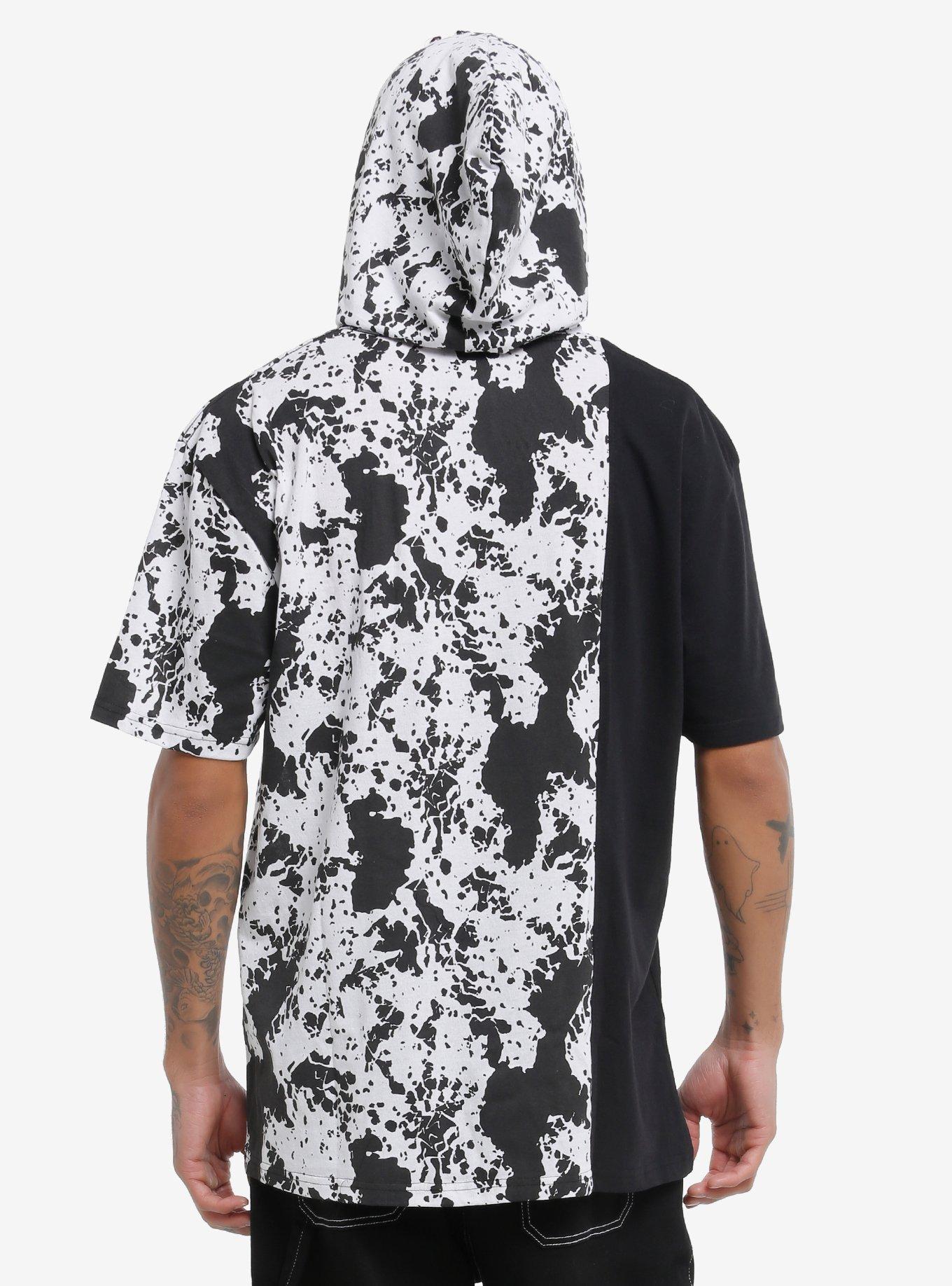 Black & White Speckle Short-Sleeve Hoodie, , hi-res