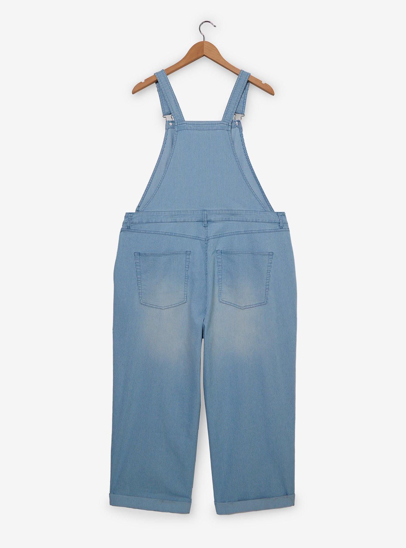 Disney Mickey Mouse Carnival Icons Women's Plus Size Striped Overalls - BoxLunch Exclusive, , hi-res