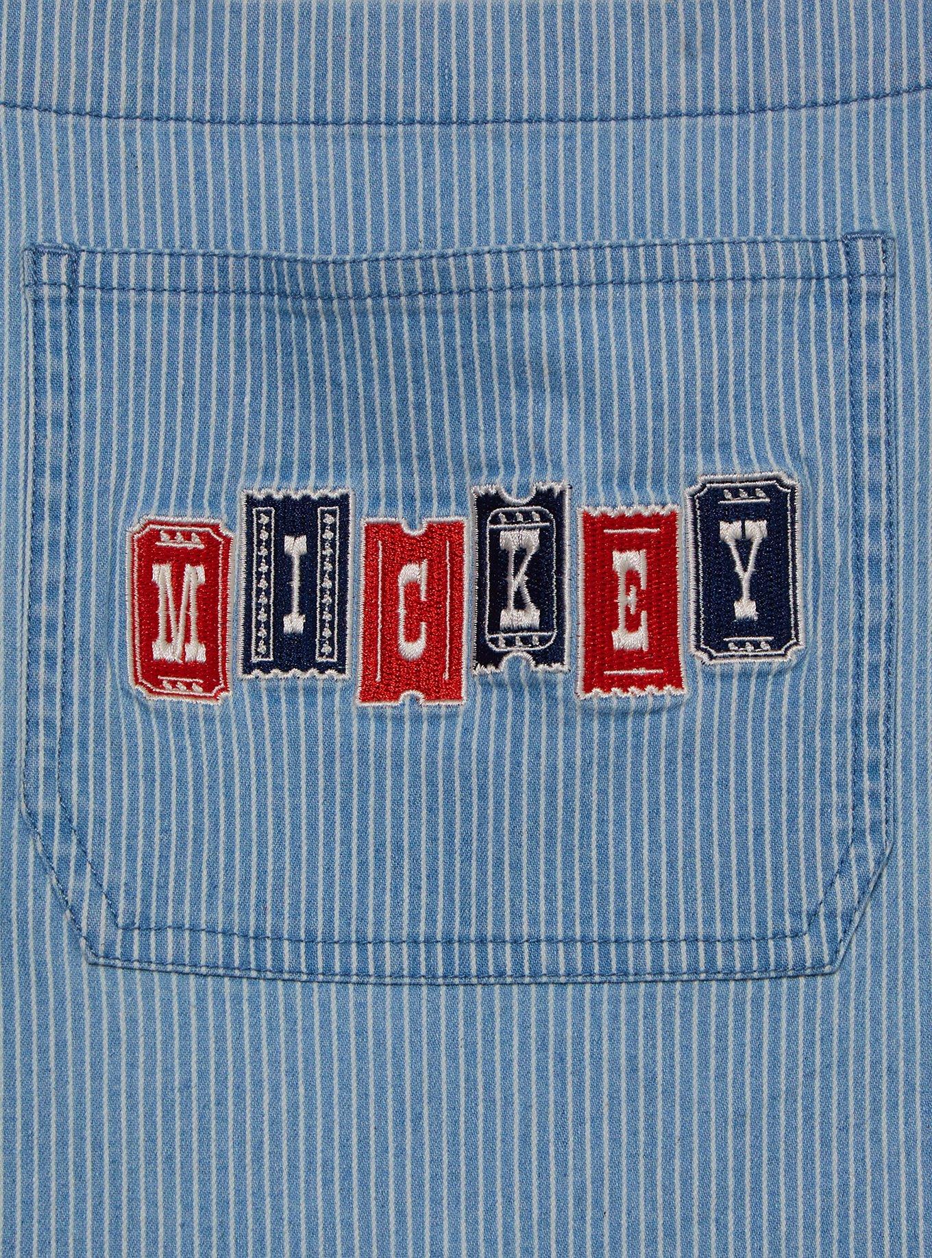 Disney Mickey Mouse Carnival Icons Women's Plus Size Striped Overalls, DENIM, alternate