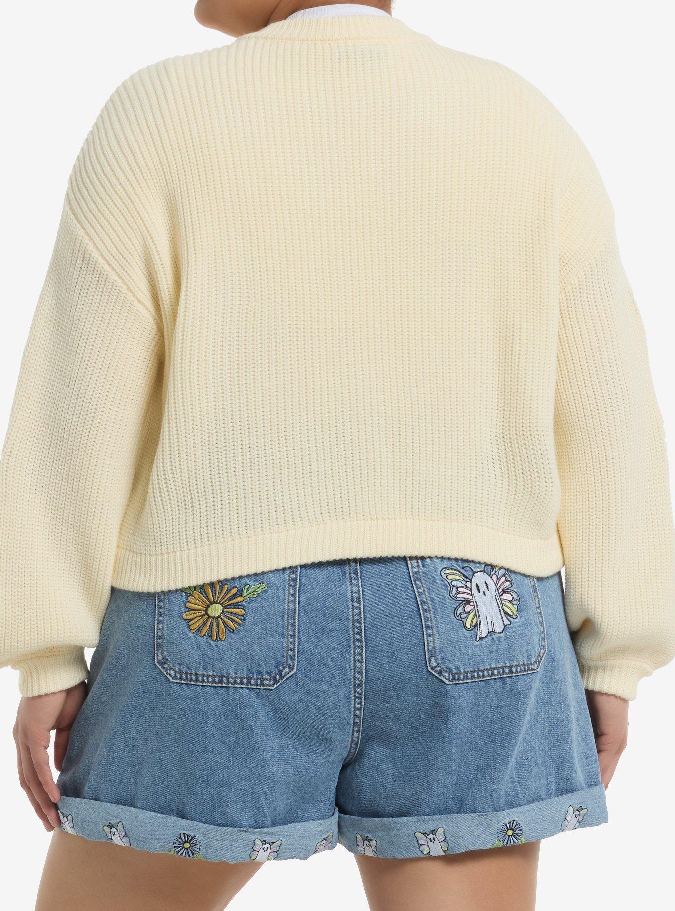 Thorn & Fable Ghost Bees Girls Crop Cardigan Plus Size, , alternate
