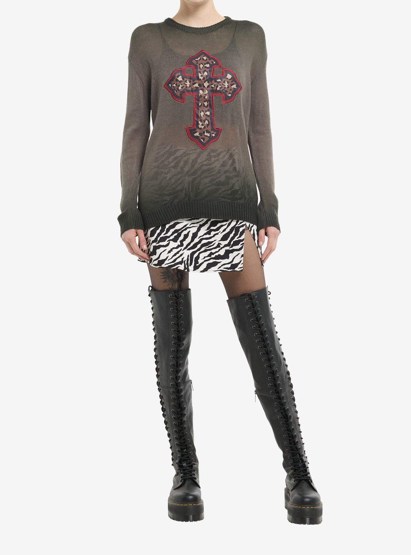 Cheetah Cross Faded Girls Sweater, , hi-res