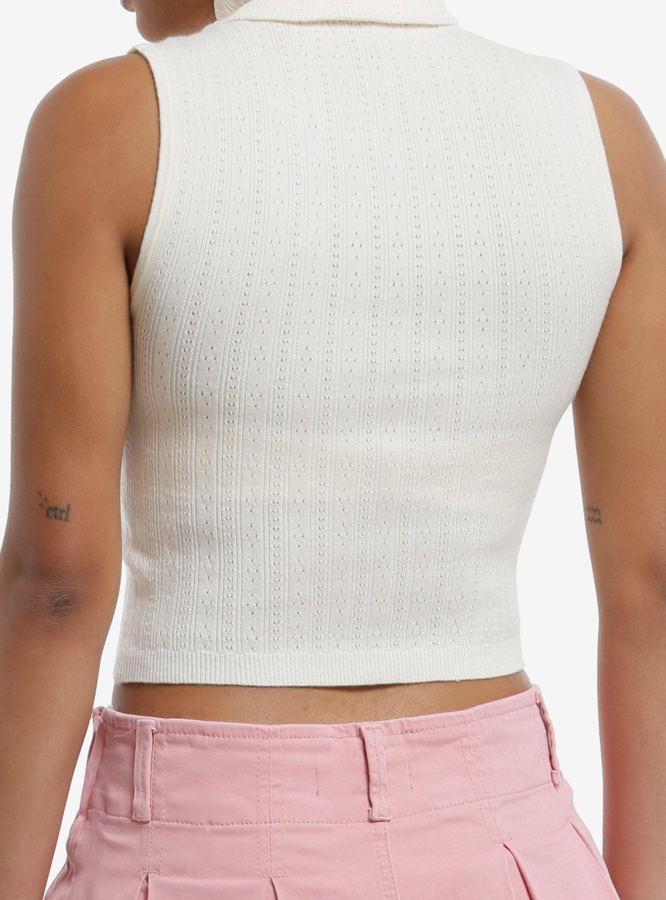 Sweet Society Lace Heart Cut-Out Cable Knit Girls Tank Top, , alternate