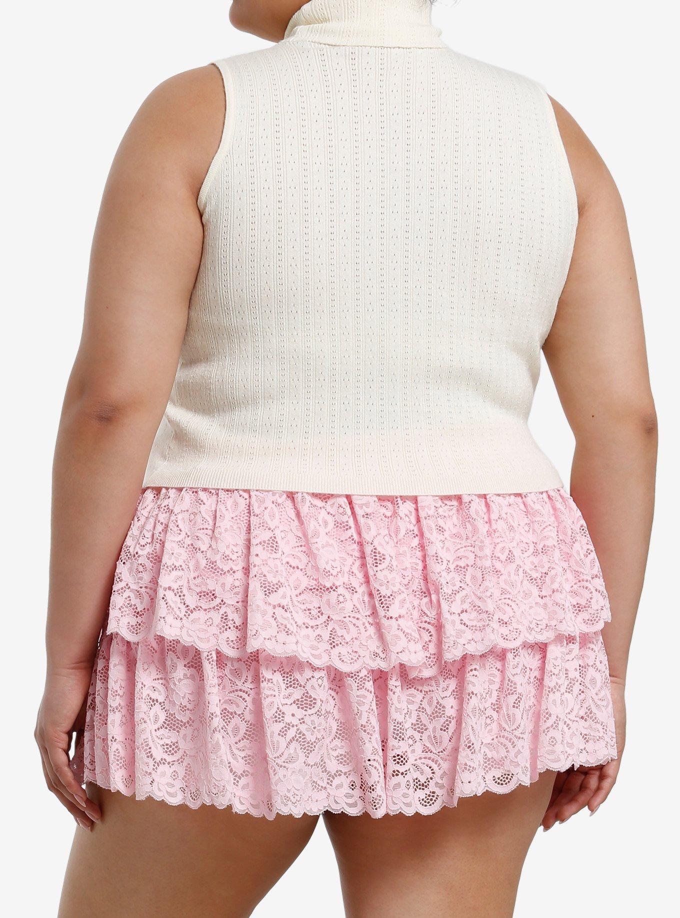 Sweet Society Lace Heart Cut-Out Cable Knit Girls Tank Top Plus Size, , alternate
