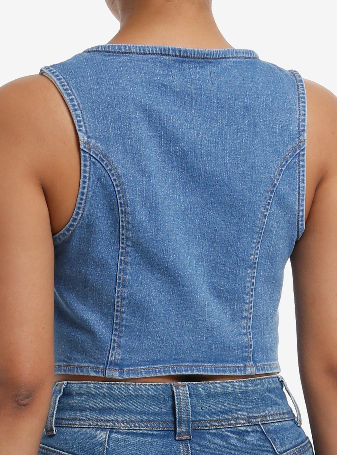 Sweet Society A Little Bit Dramatic Denim Girls Tie-Front Vest, INDIGO, alternate