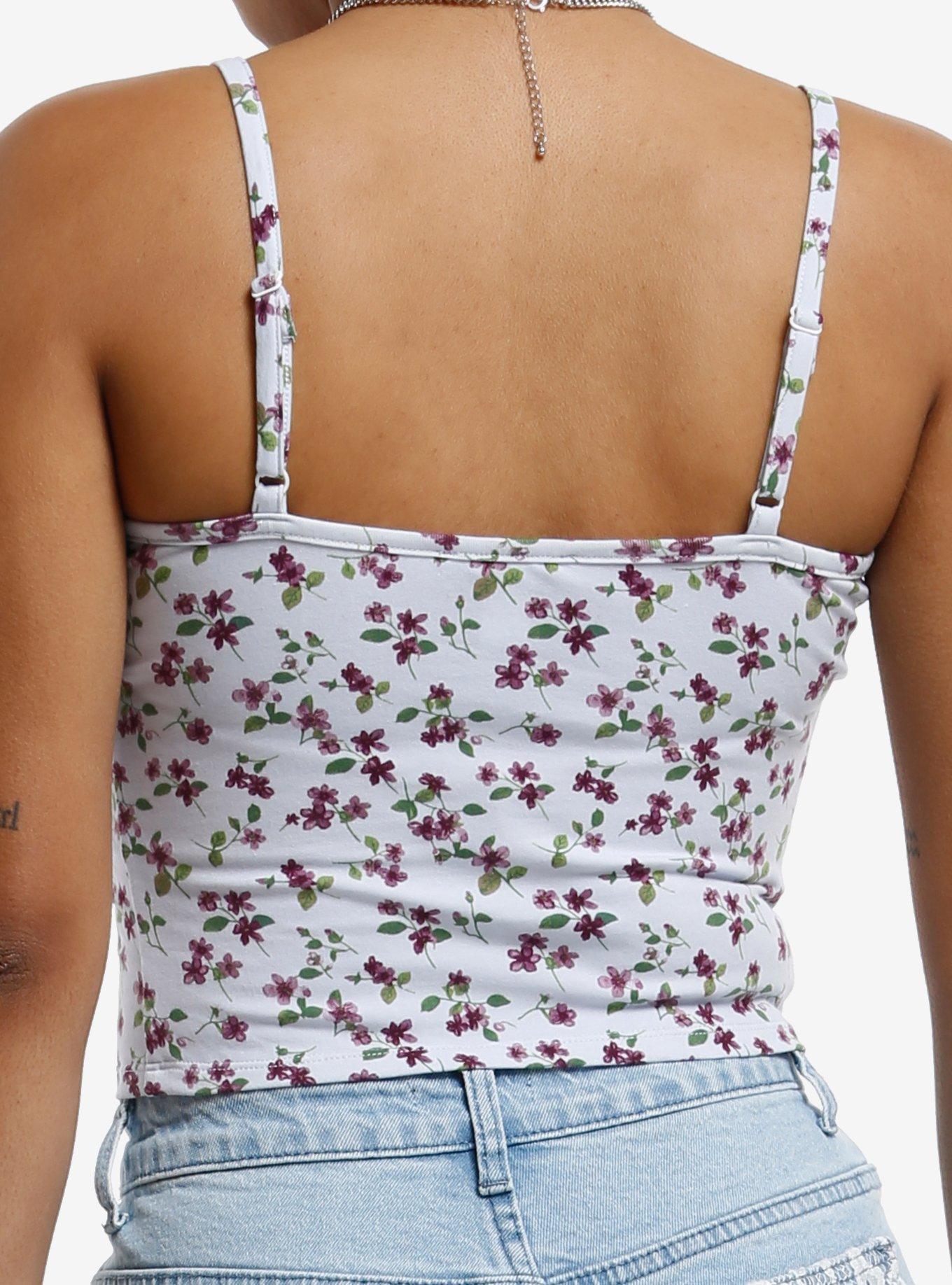 Sweet Society Floral Attitude Adjustment Girls Crop Cami, PINK, alternate