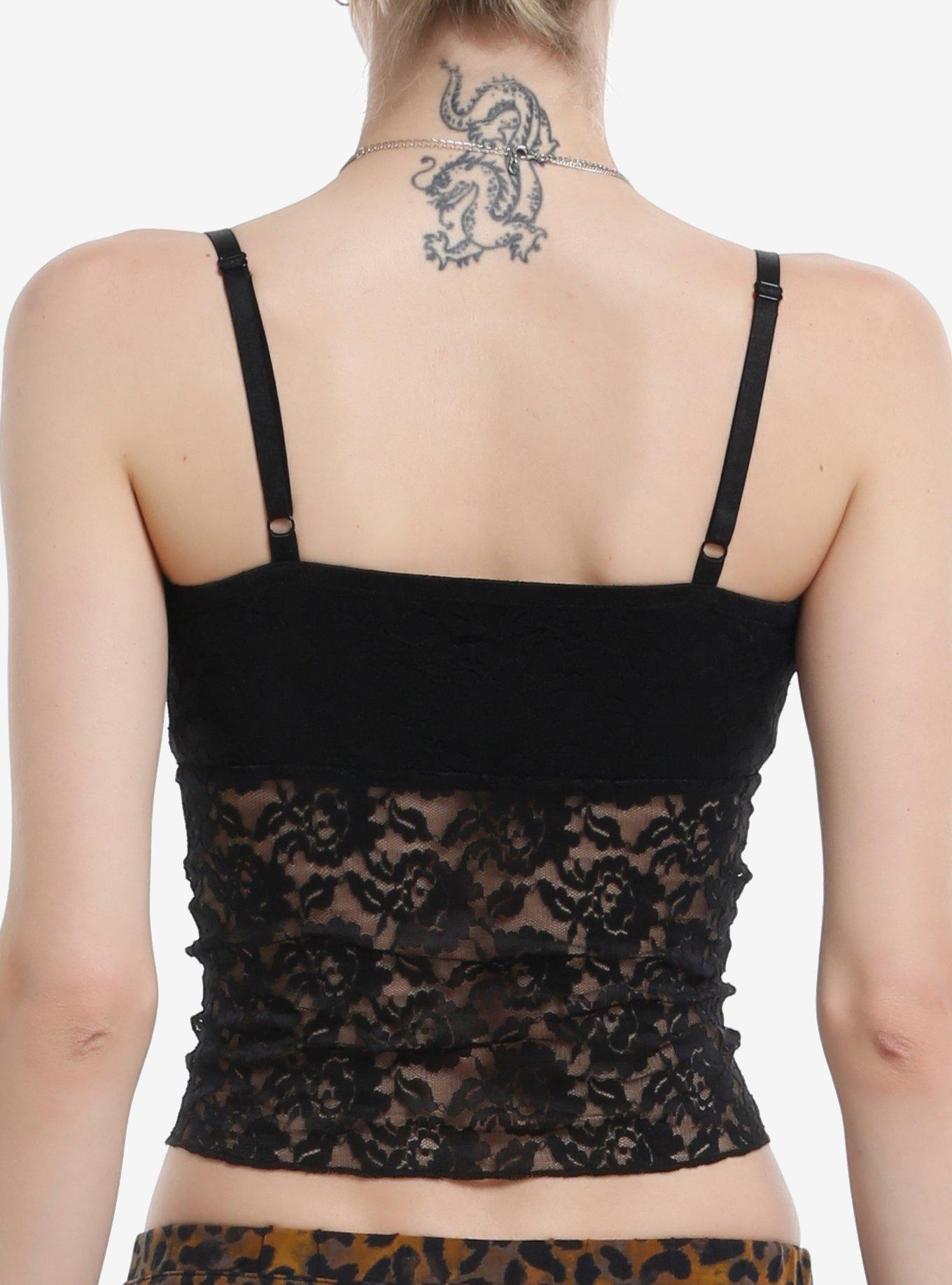 Black Lace Semi-Sheer Cami, BLACK, alternate