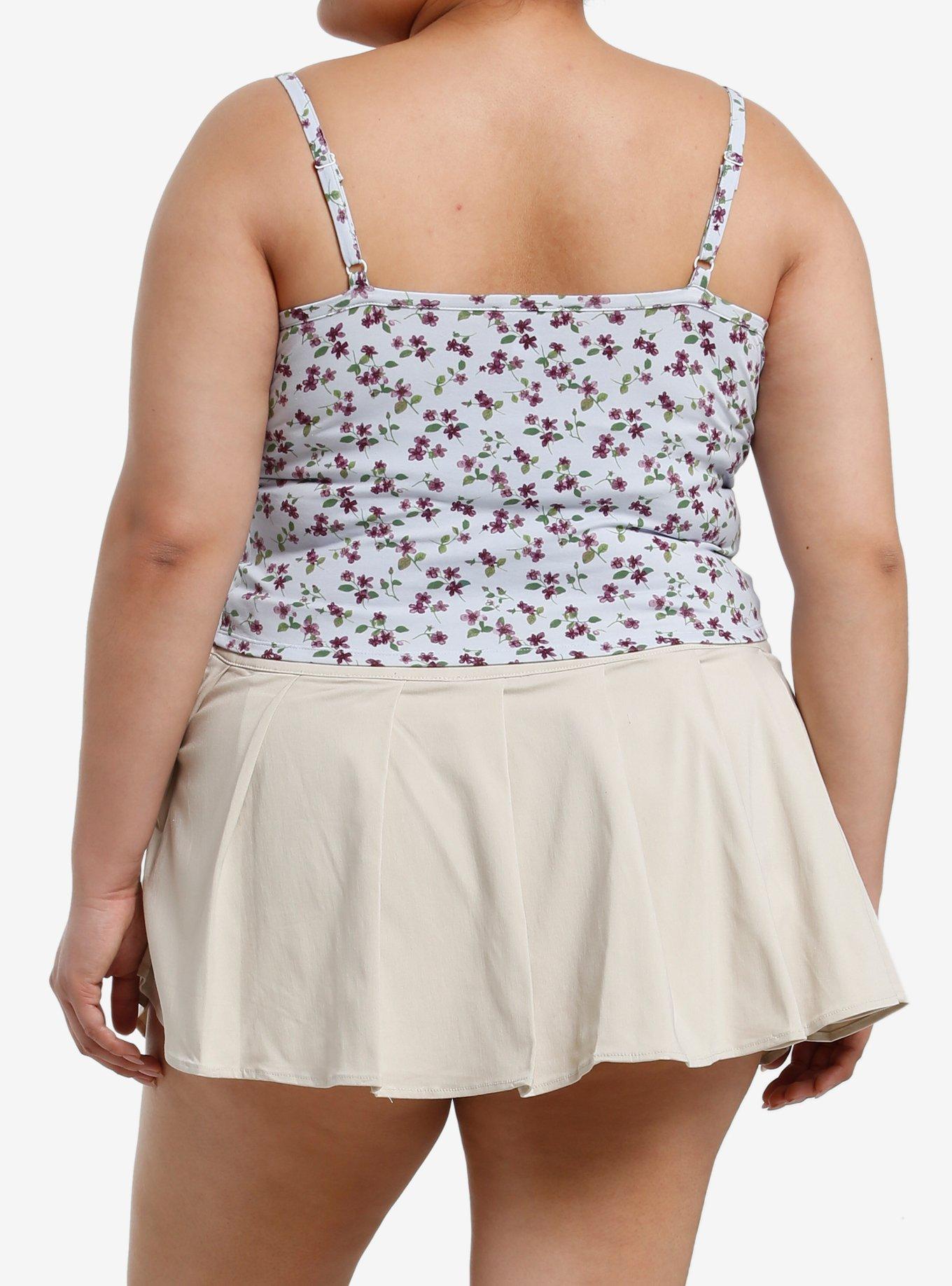 Sweet Society Floral Attitude Adjustment Girls Crop Cami Plus Size, PINK, alternate