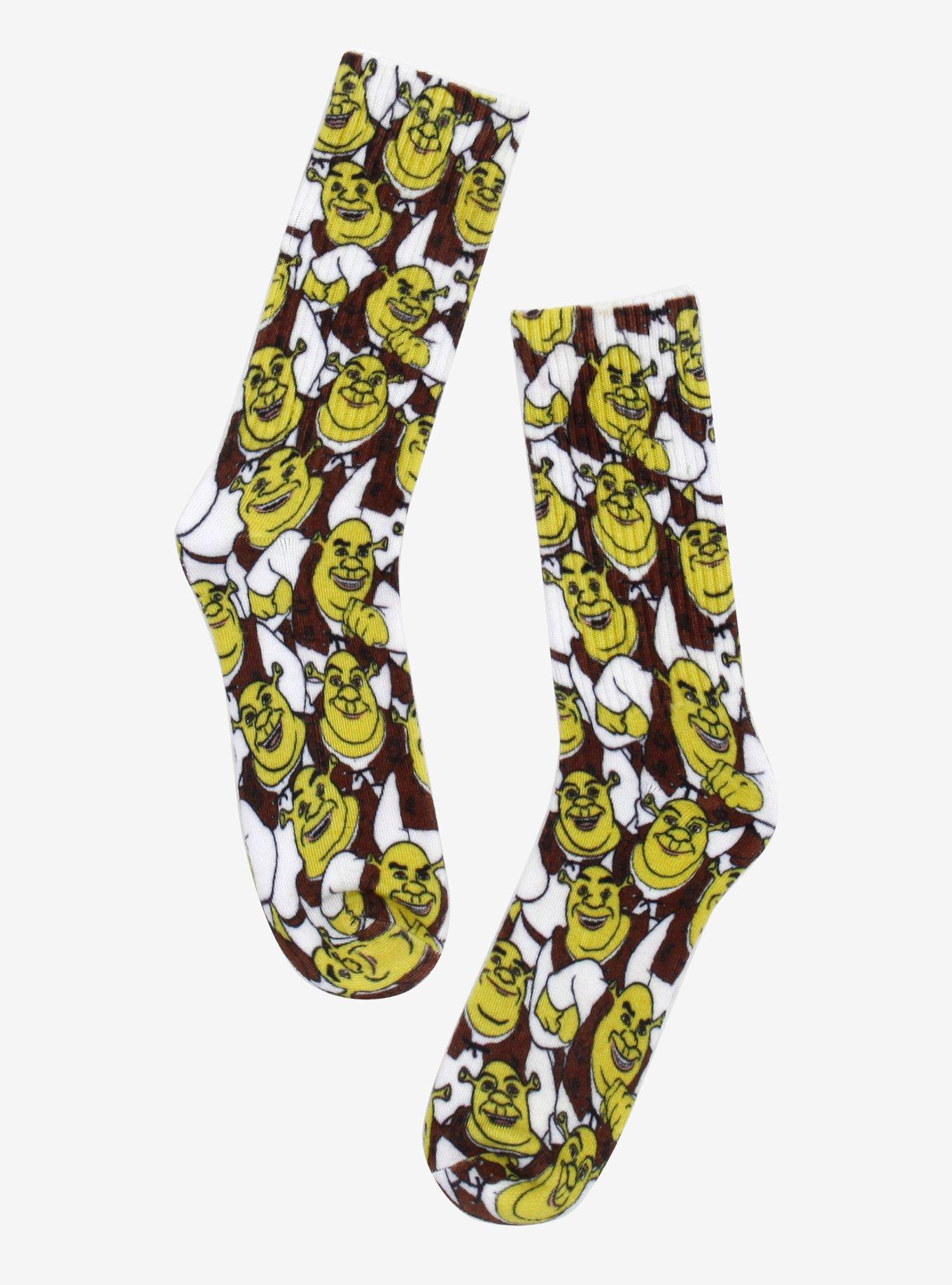 Shrek Allover Print Crew Socks, , hi-res