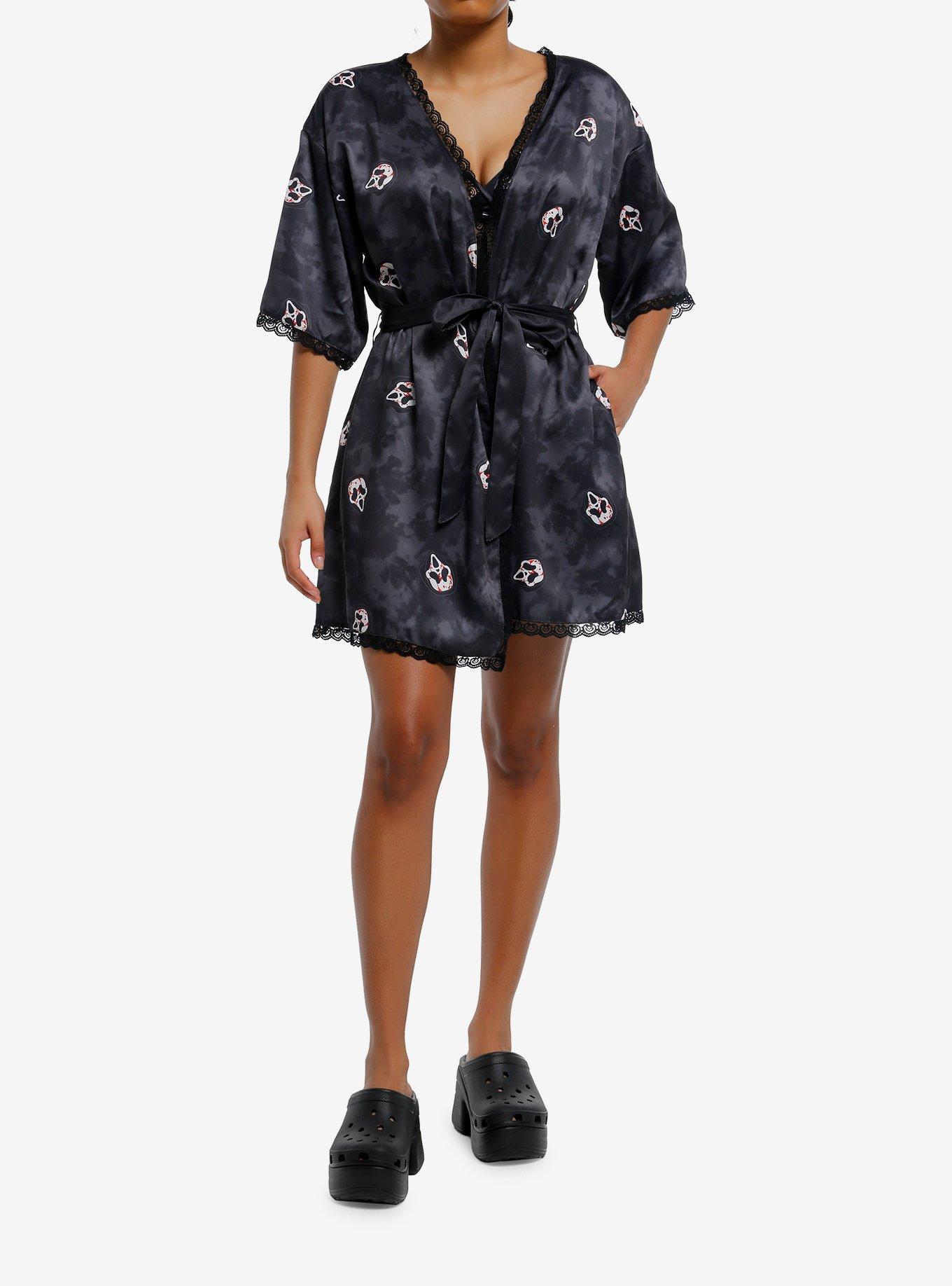 Ghost Face Mask Lace Trim Robe, , hi-res