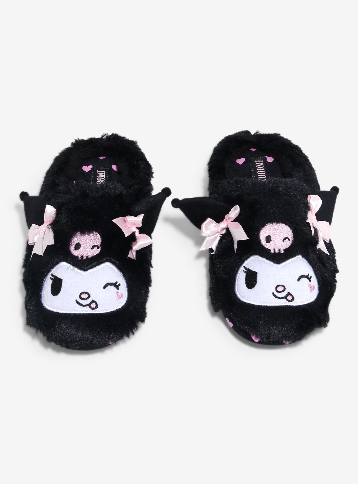 Kuromi Bow Fuzzy Slippers, , hi-res