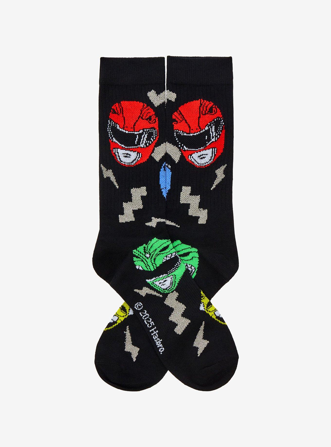 Mighty Morphin Power Rangers Masks Crew Socks, , hi-res