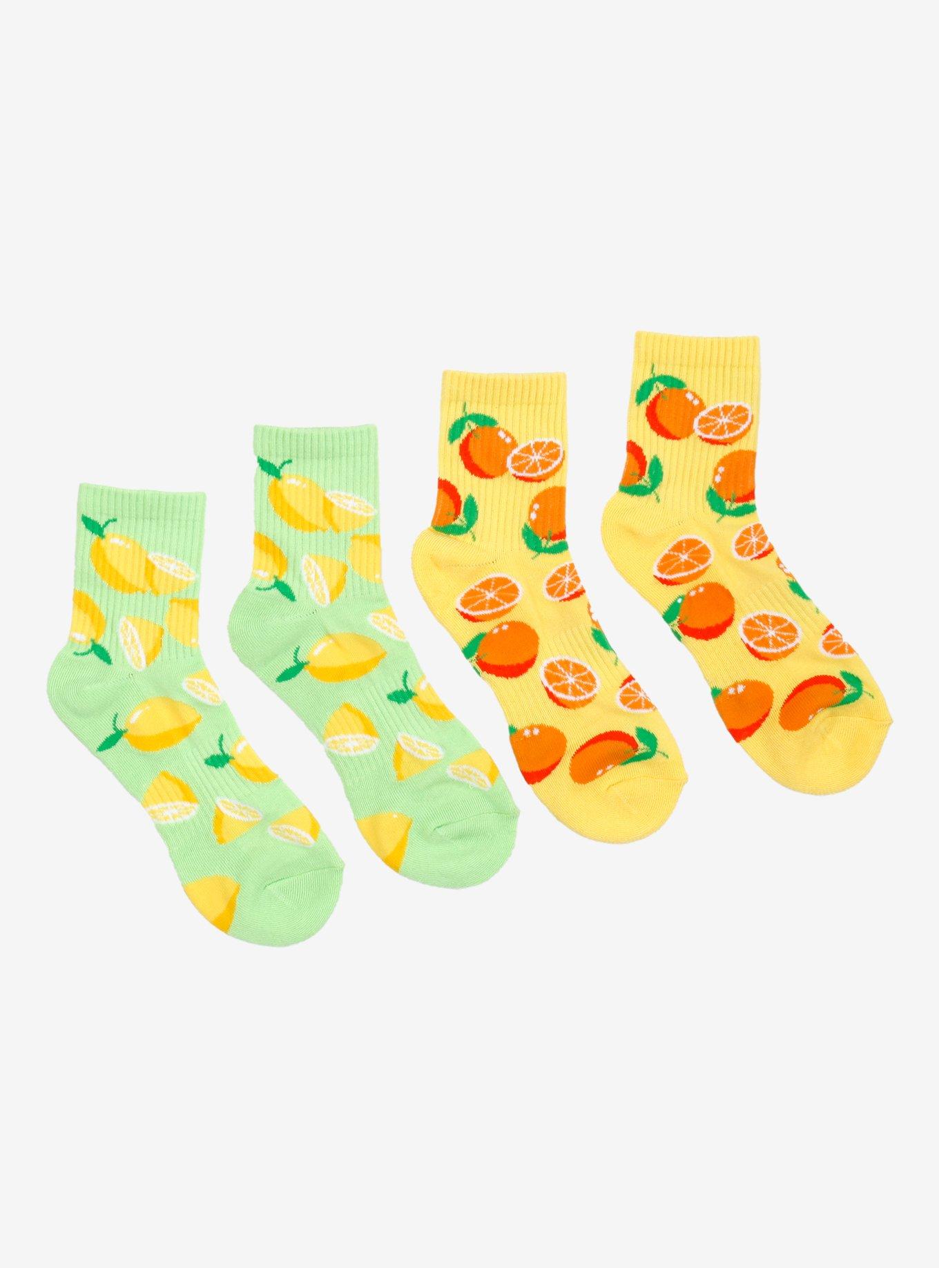 Lemon & Orange Crew Socks 2 Pair, , hi-res