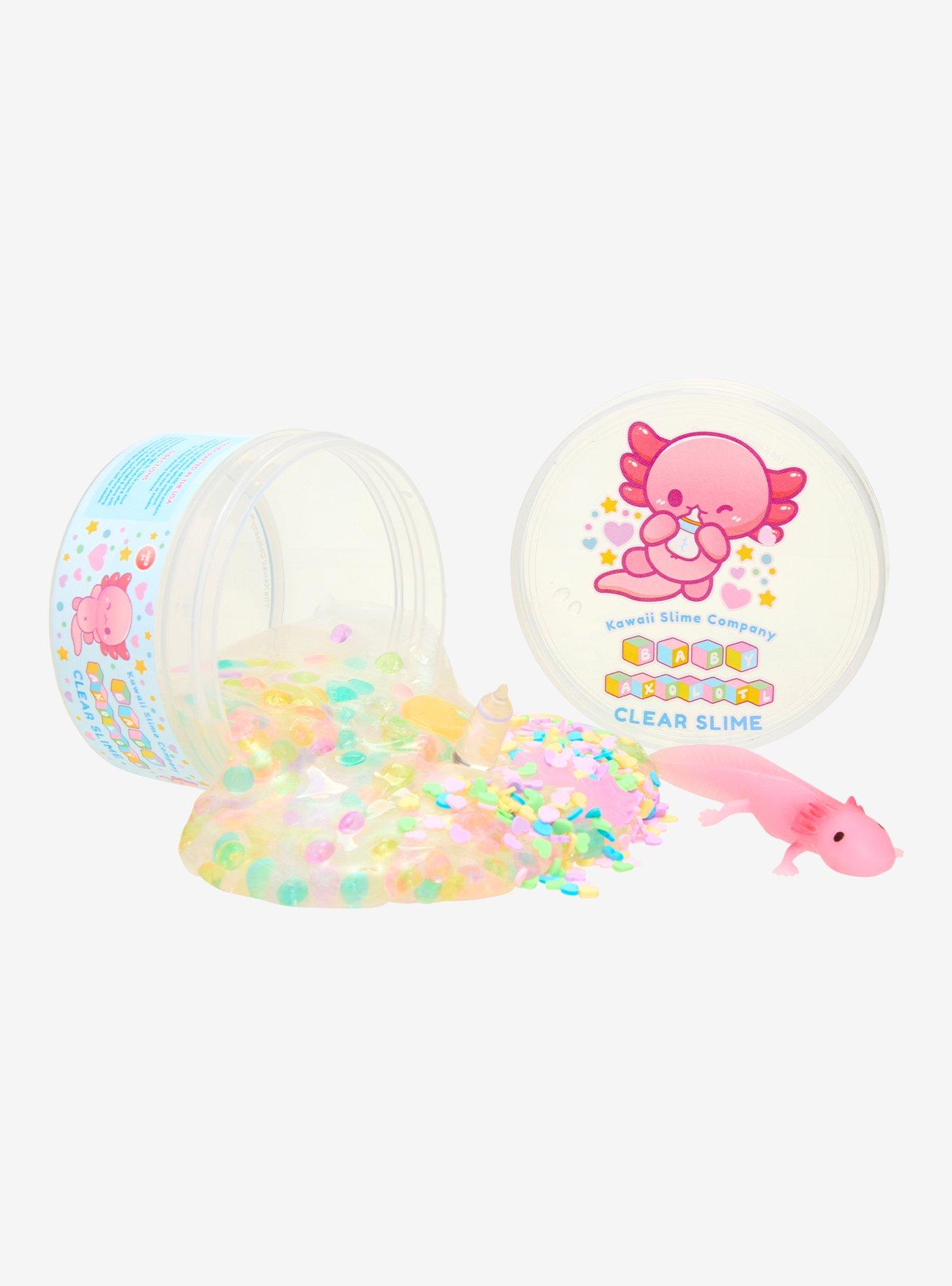 Kawaii Slime Company Baby Axolotl White Peach Scented Clear Slime, , hi-res
