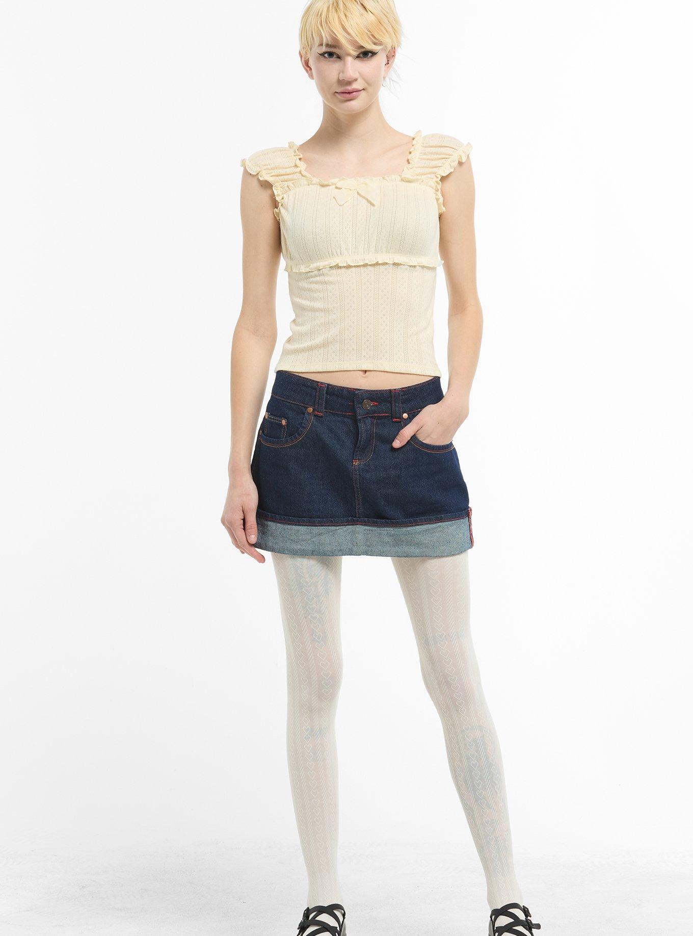 Thorn & Fable Vanilla Pointelle Girls Baby Doll Top, , hi-res