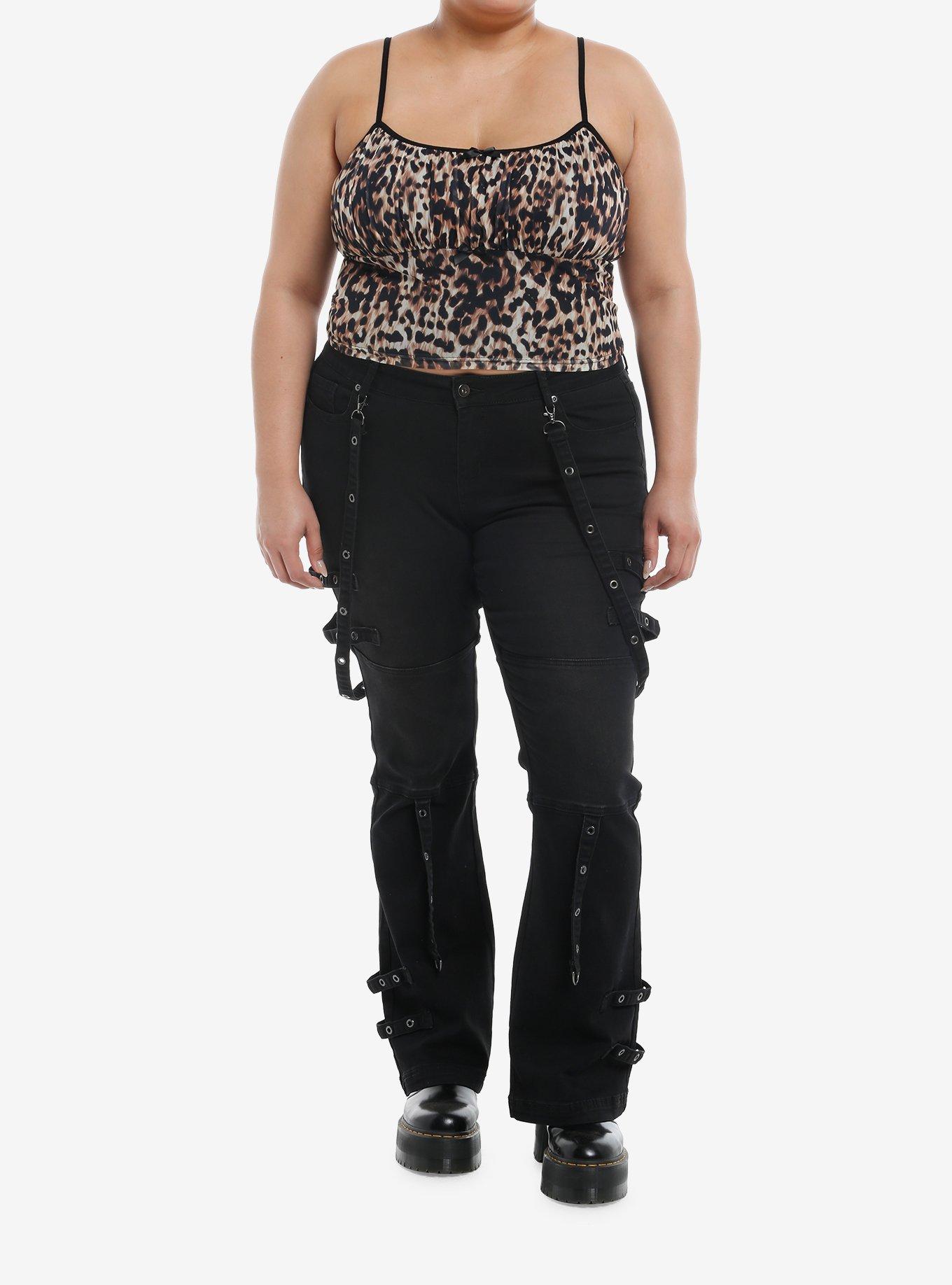 Leopard Print Mesh Bow Cami Plus Size, , hi-res