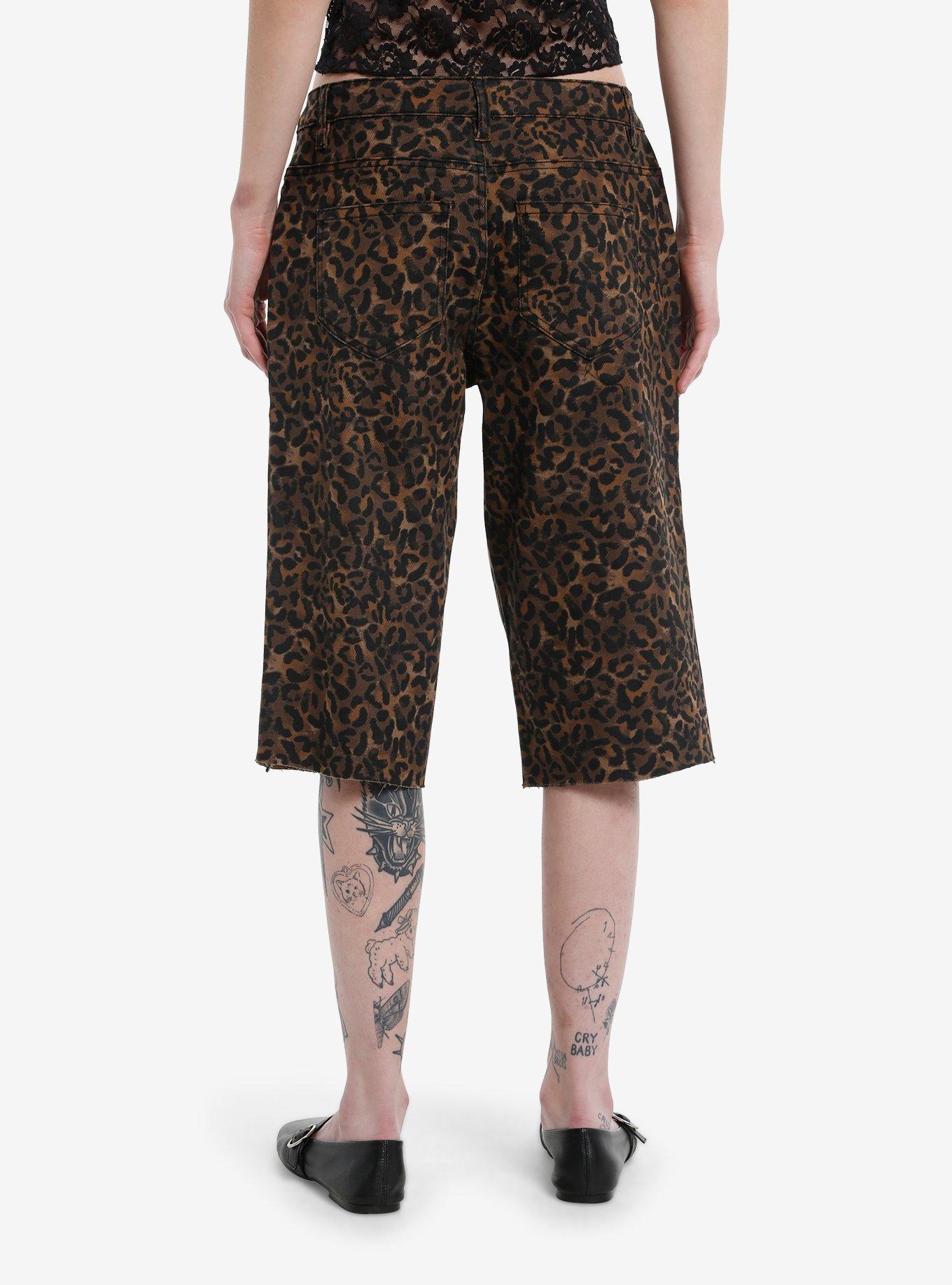 Leopard Print Low Rise Girls Wide Leg Jorts, , hi-res