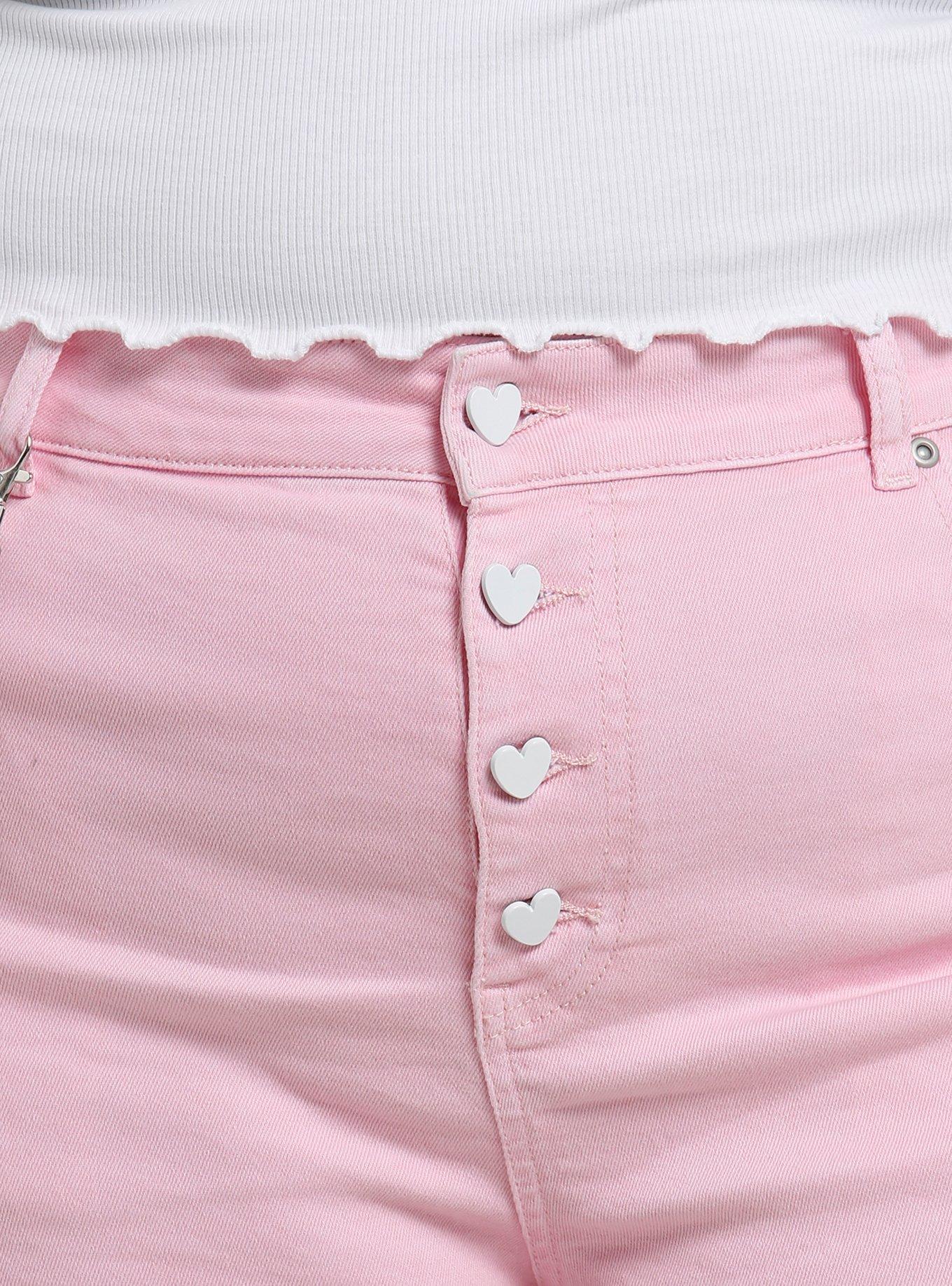 Sweet Society Pink Heart Side Chain Shorts Plus Size, PINK, alternate