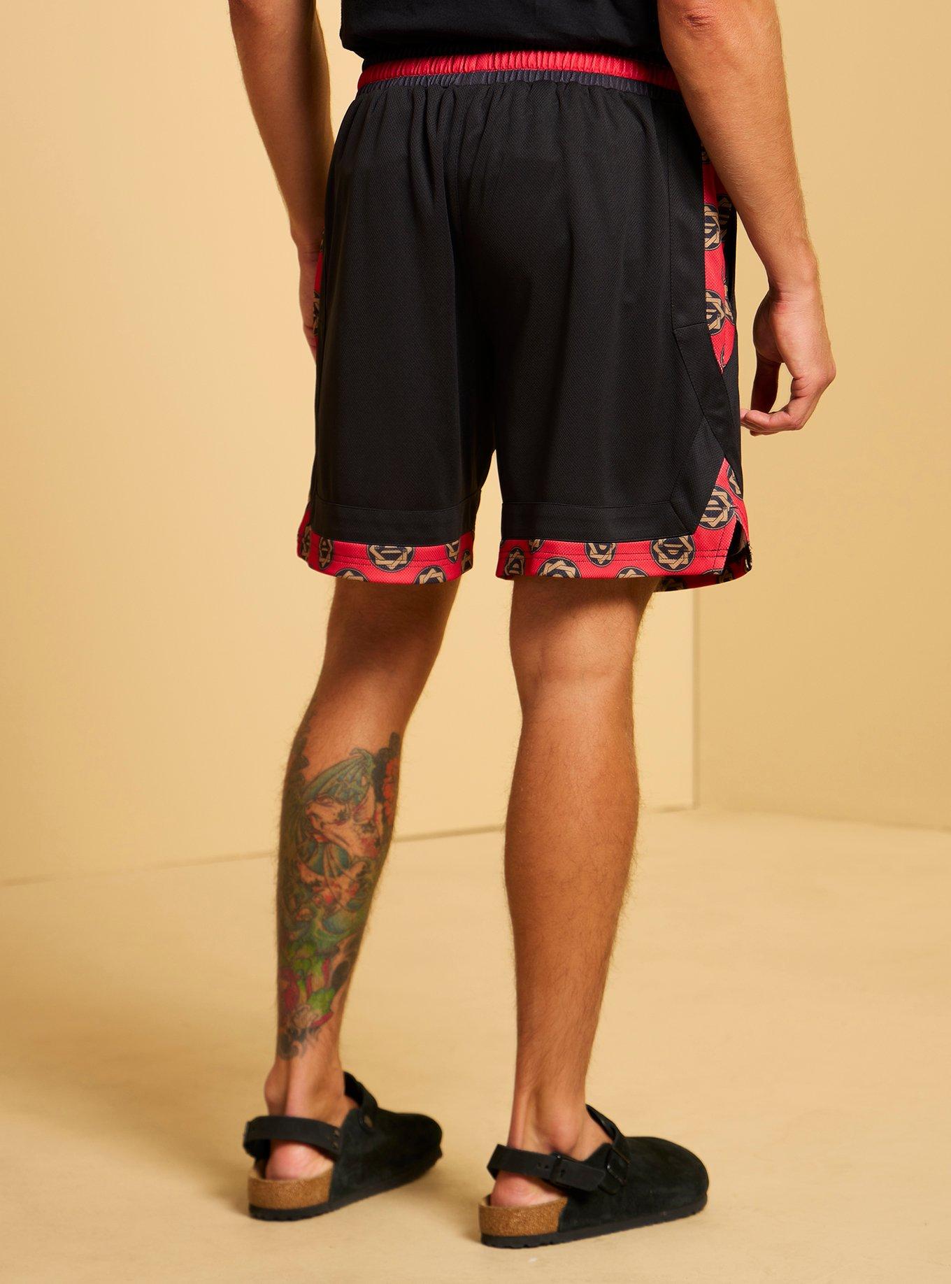 One Piece Monkey D. Luffy Embroidered Icon Shorts - BoxLunch Exclusive, BLACK, alternate