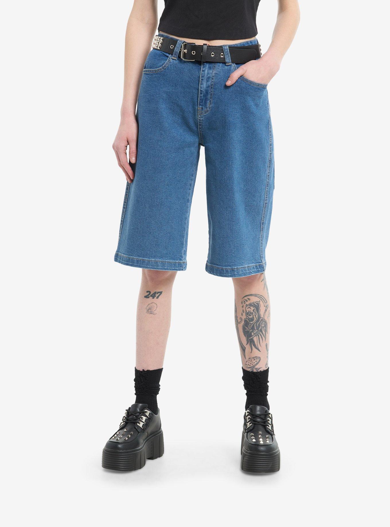 Ride Or Die Studded Belt Girls Jorts, , hi-res