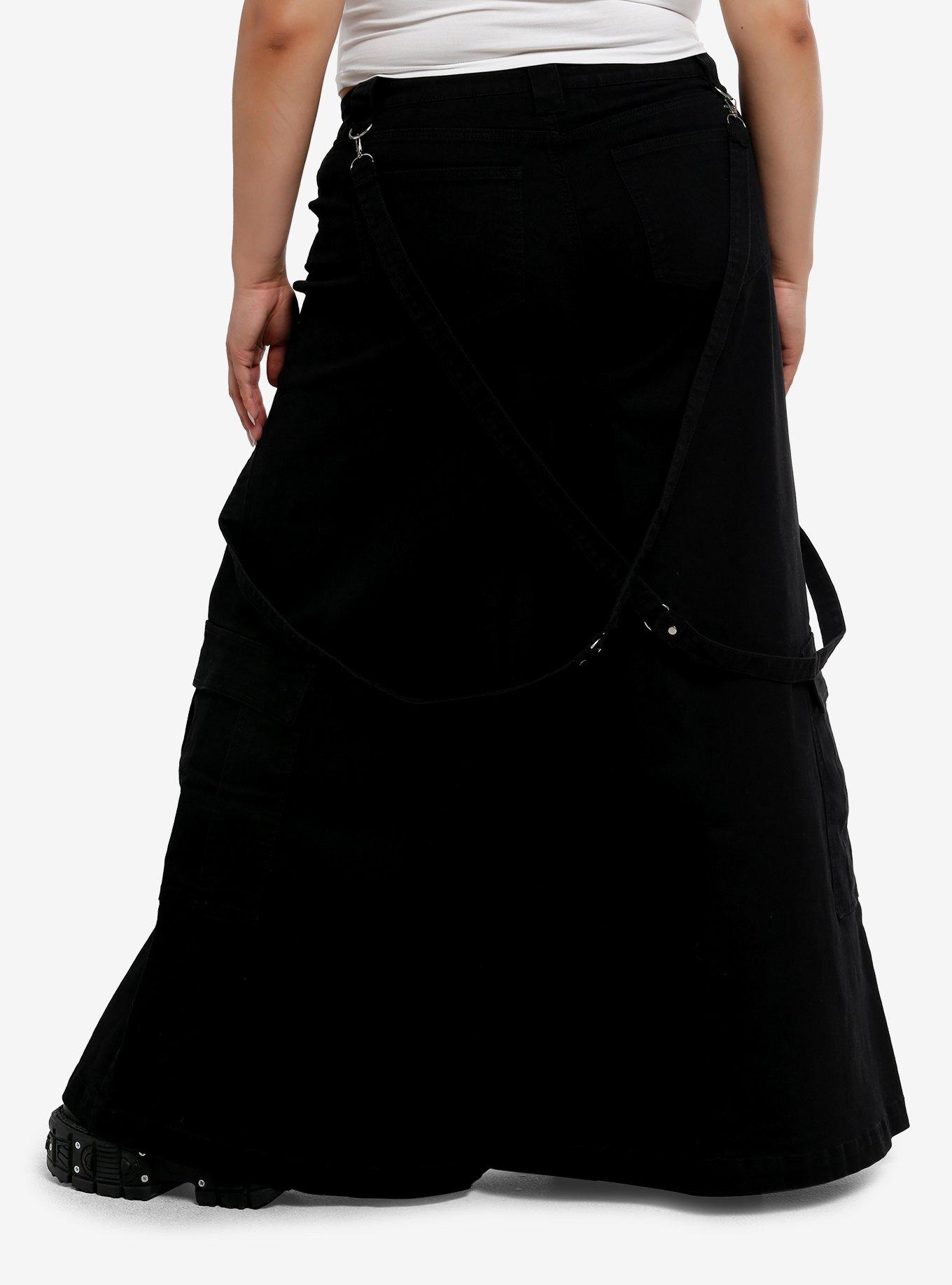 Black Stud Star Suspender Strap Wide Leg Denim Jeans Plus Size, , hi-res