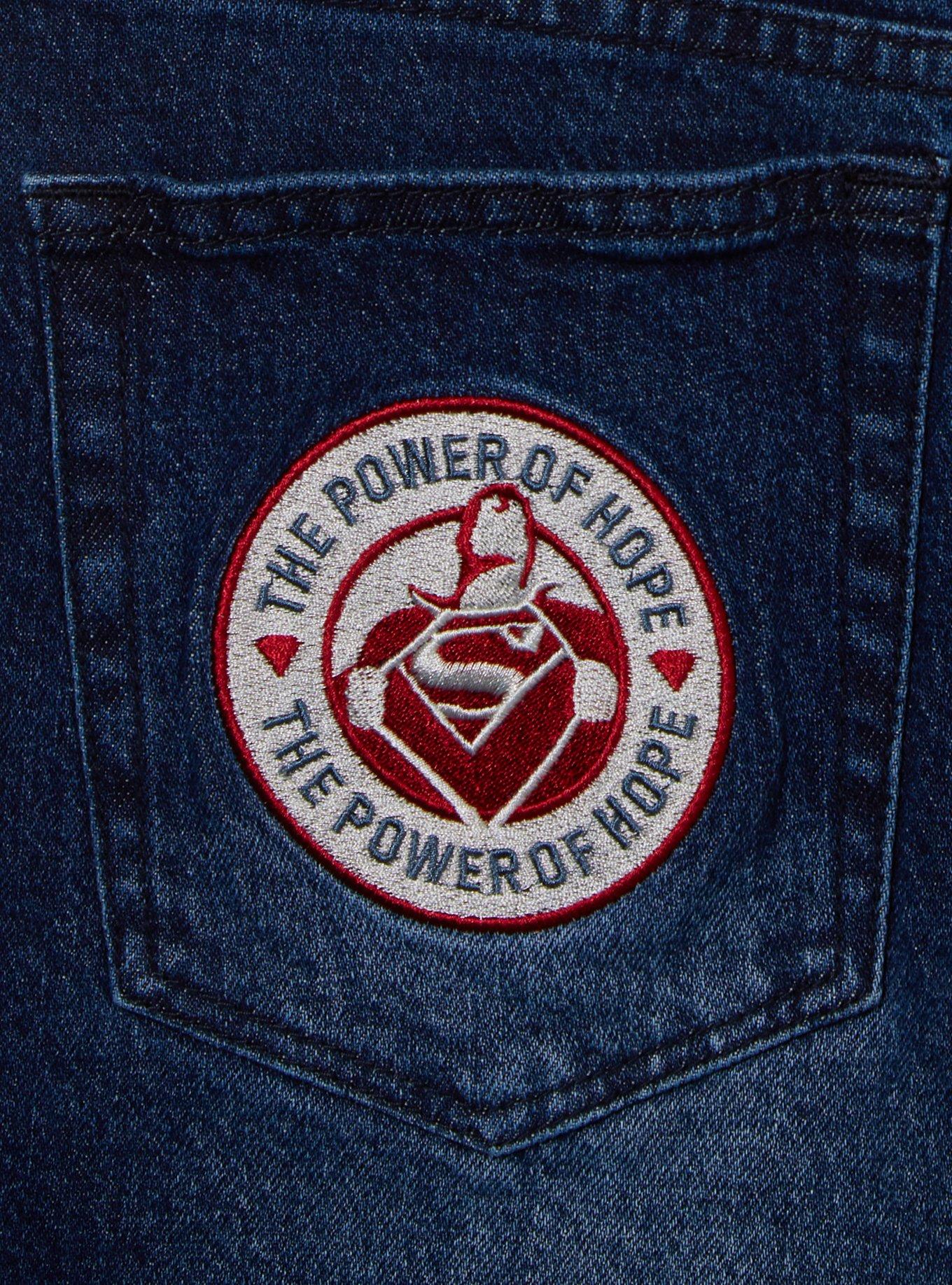 DC Comics Superman Icons Shortalls Plus Size, DARK WASH, alternate