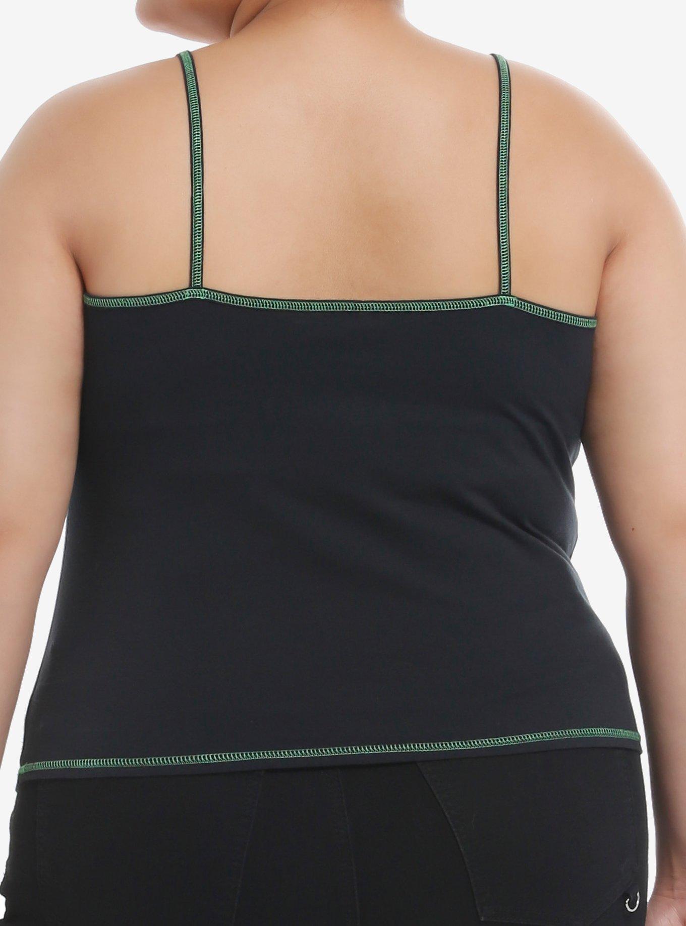 Beetlejuice Collage Contrast Stitch Girls Cami Plus Size, NEON GREEN, alternate