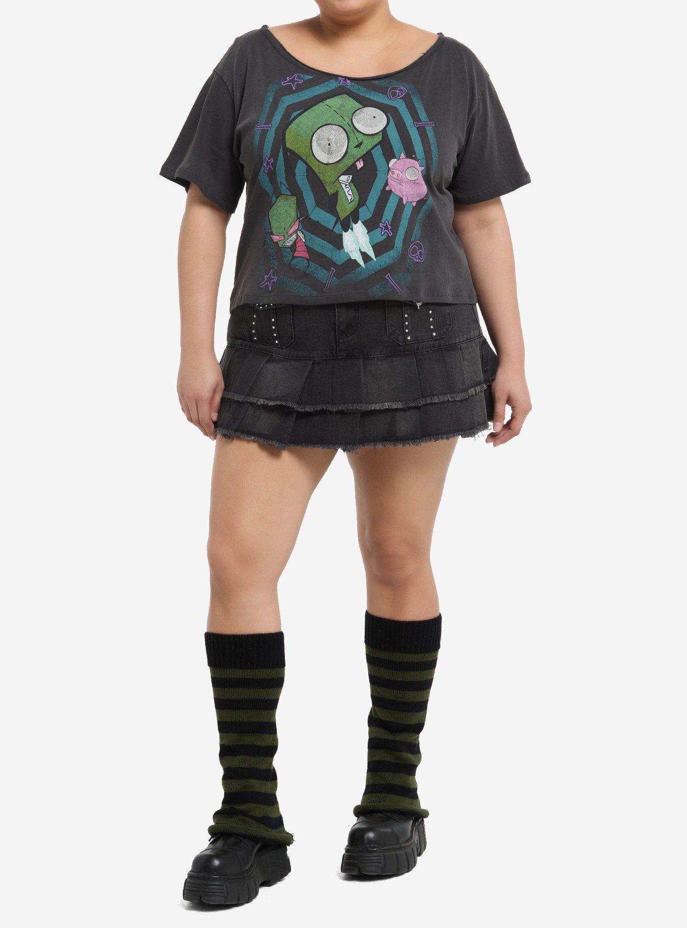 Invader Zim Off-The-Shoulder Girls Crop T-Shirt Plus Size, , hi-res