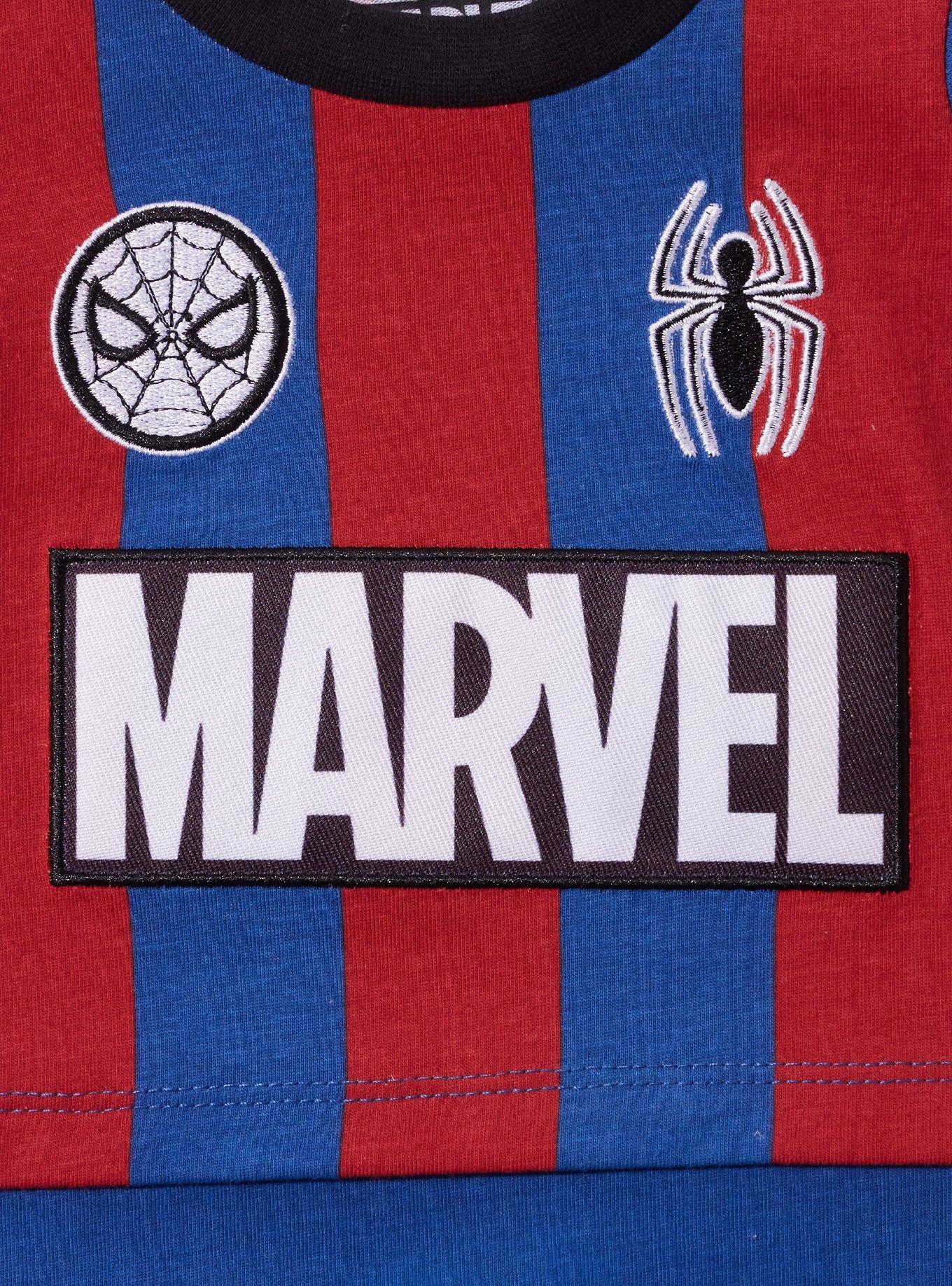 Marvel Spider-Man Striped Infant Soccer Jersey One-Piece — BoxLunch Exclusive, RED, alternate