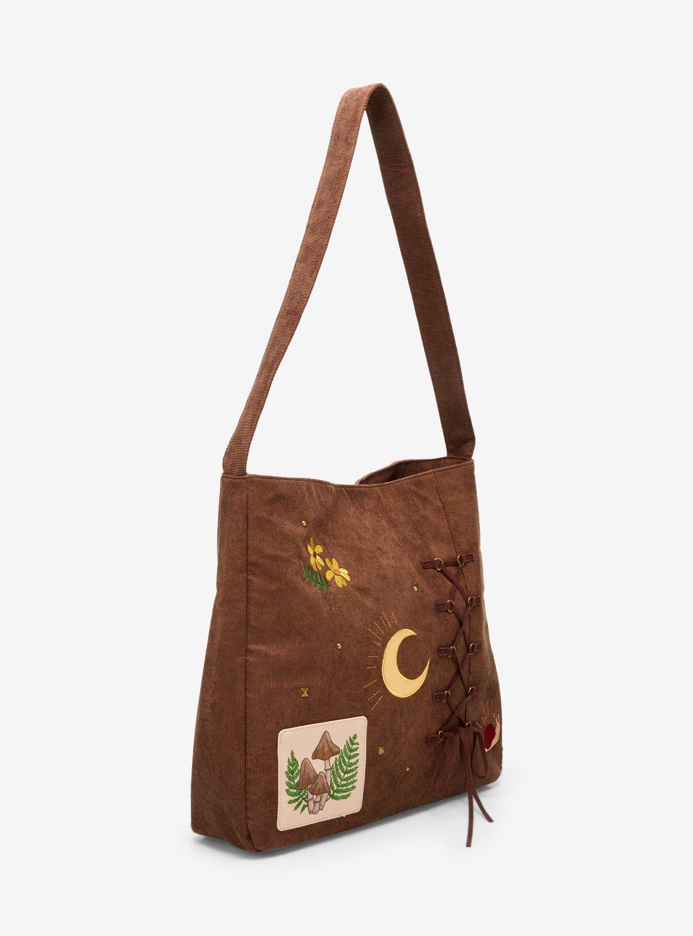 Mushroom Cottagecore Corduroy Messenger Bag, , hi-res