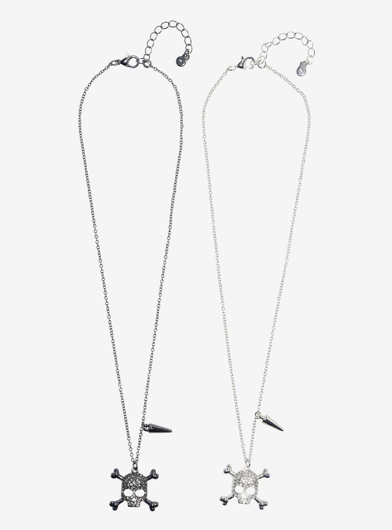 Bling Skull & Crossbones Best Friend Necklace Set, , hi-res