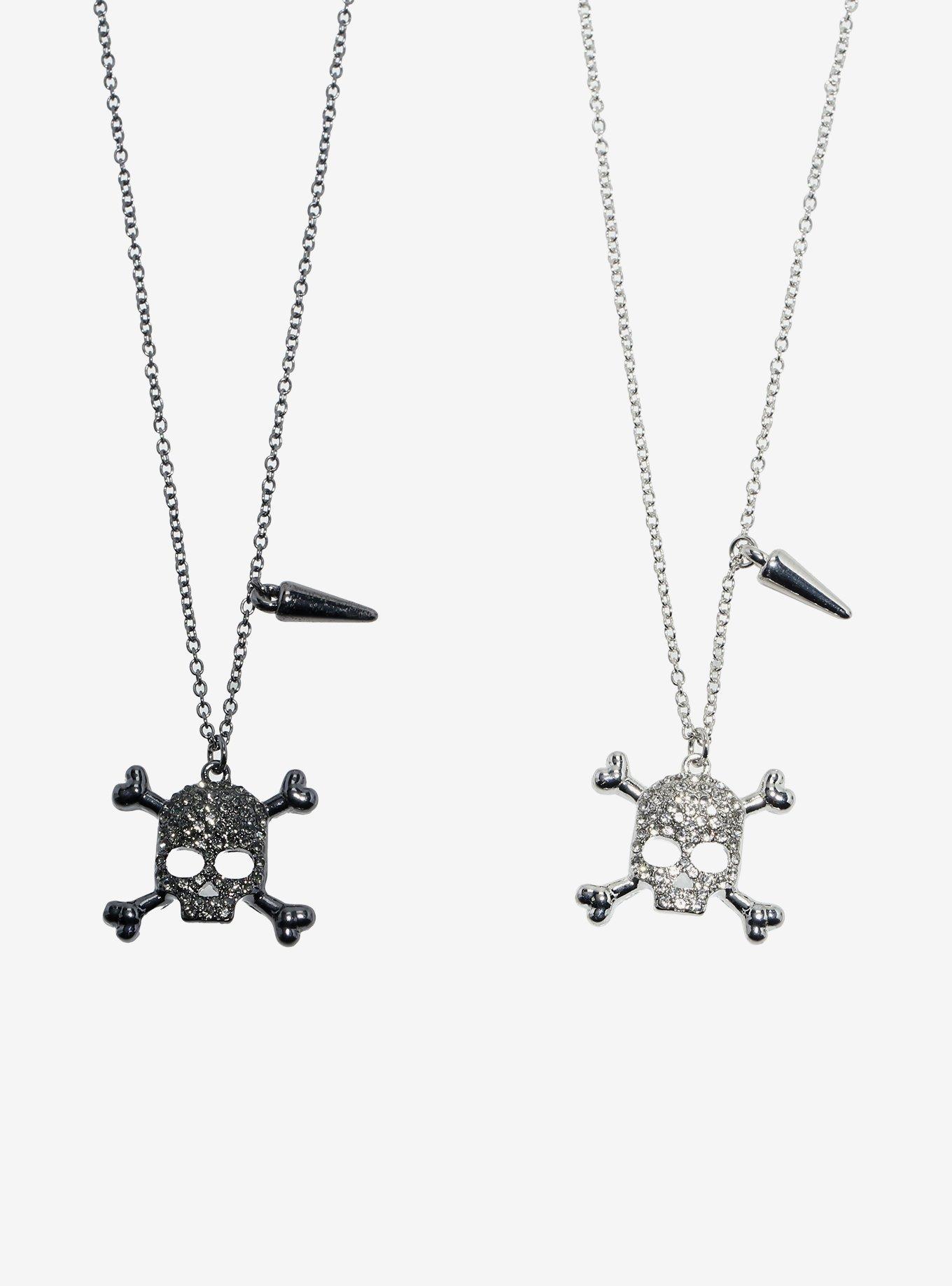 Bling Skull & Crossbones Best Friend Necklace Set, , alternate