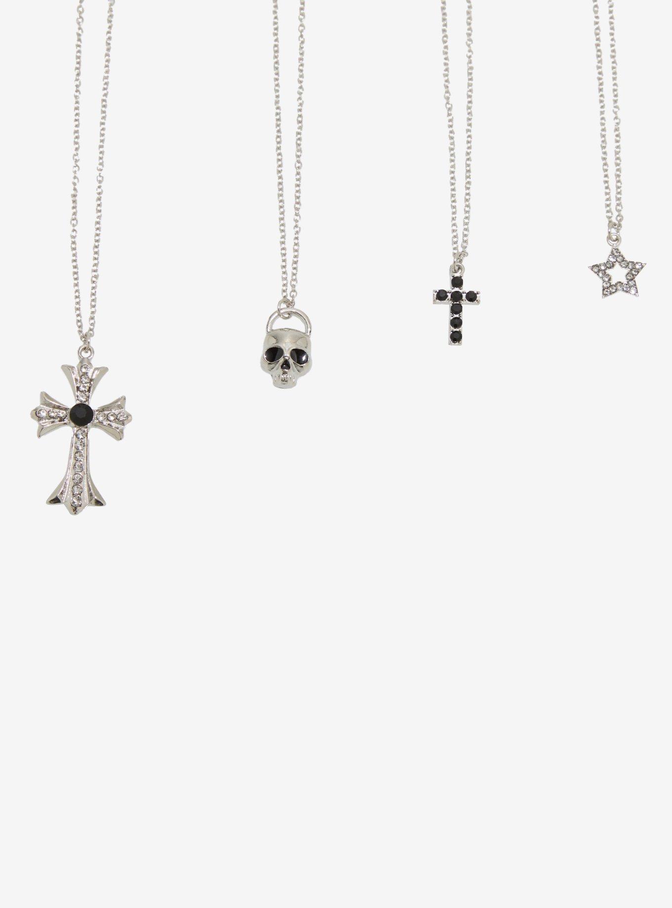 Social Collision Skull Gothic Cross Star Necklace Set, , alternate