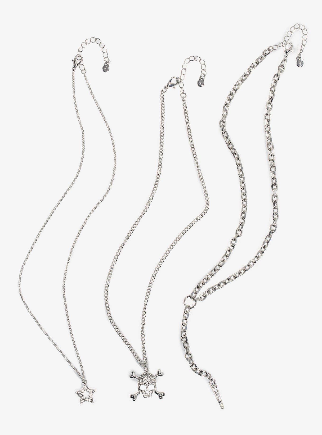 Skull Star Bling Lariat Necklace Set, , hi-res