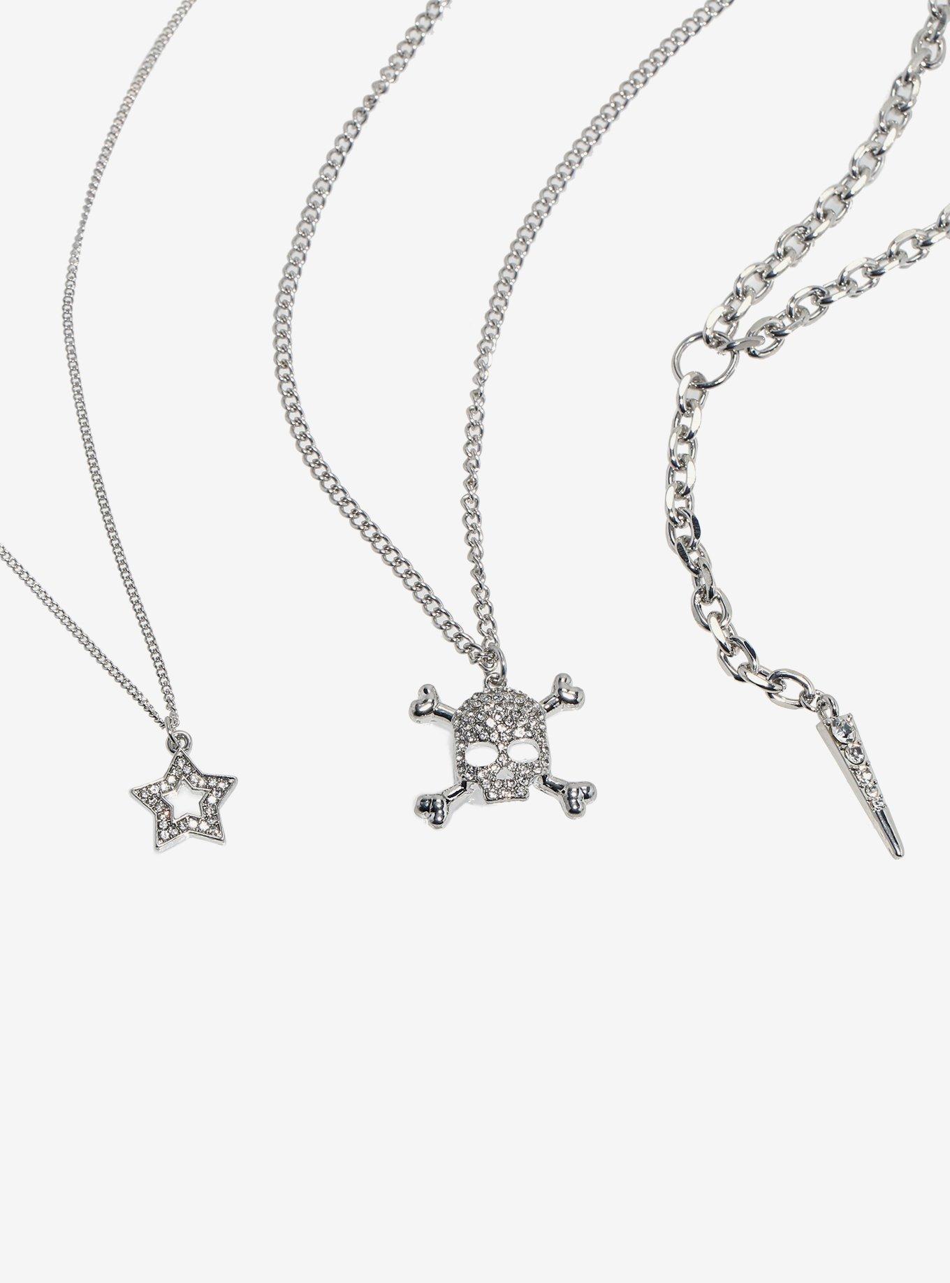 Skull Star Bling Lariat Necklace Set, , alternate