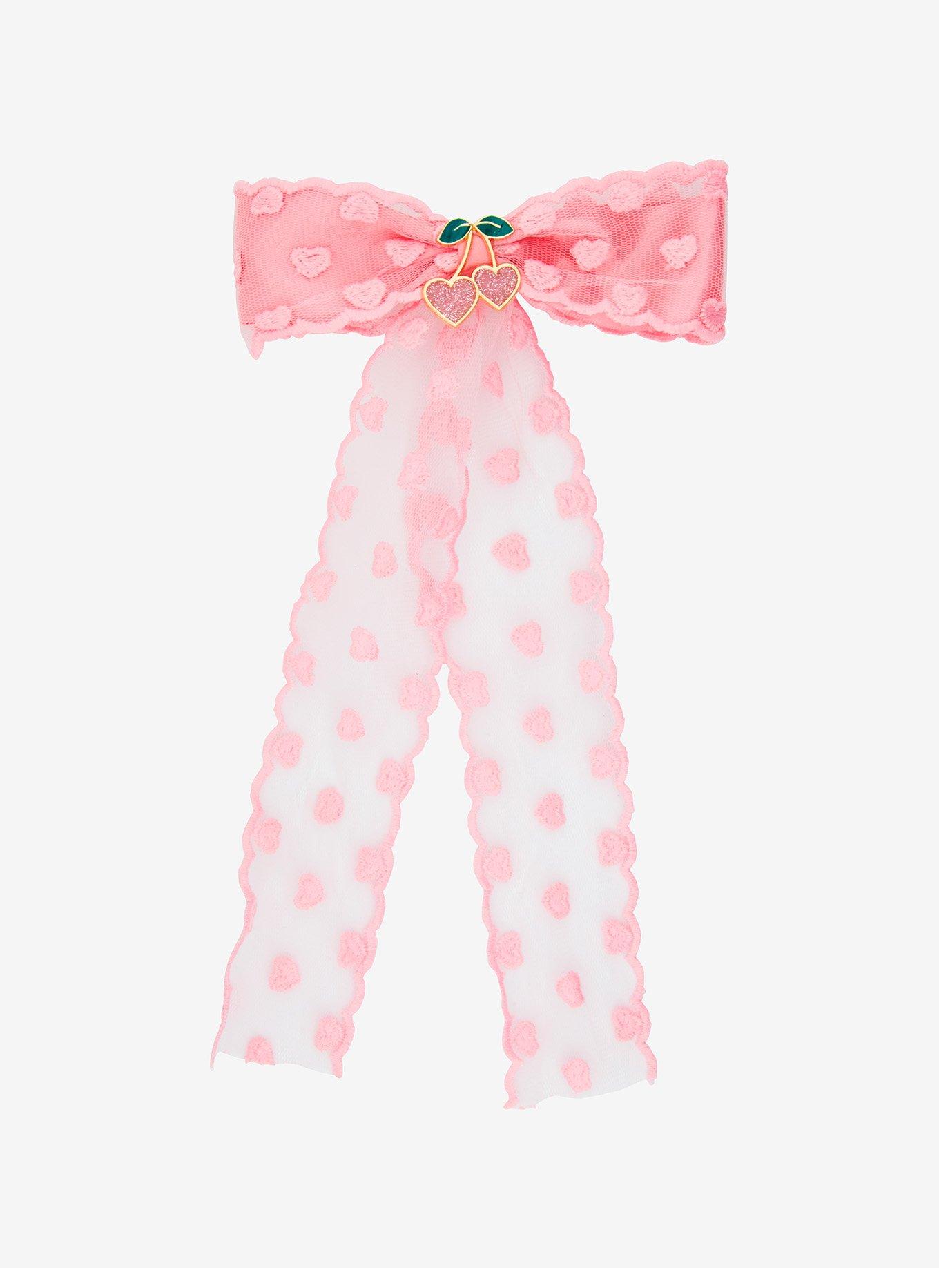 Sweet Society Heart Lace Cherry Hair Bow, , alternate