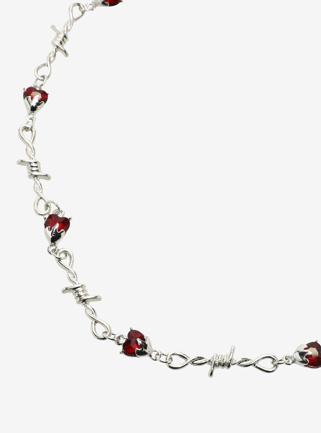Heart Barbed Wire Chain Necklace, , alternate