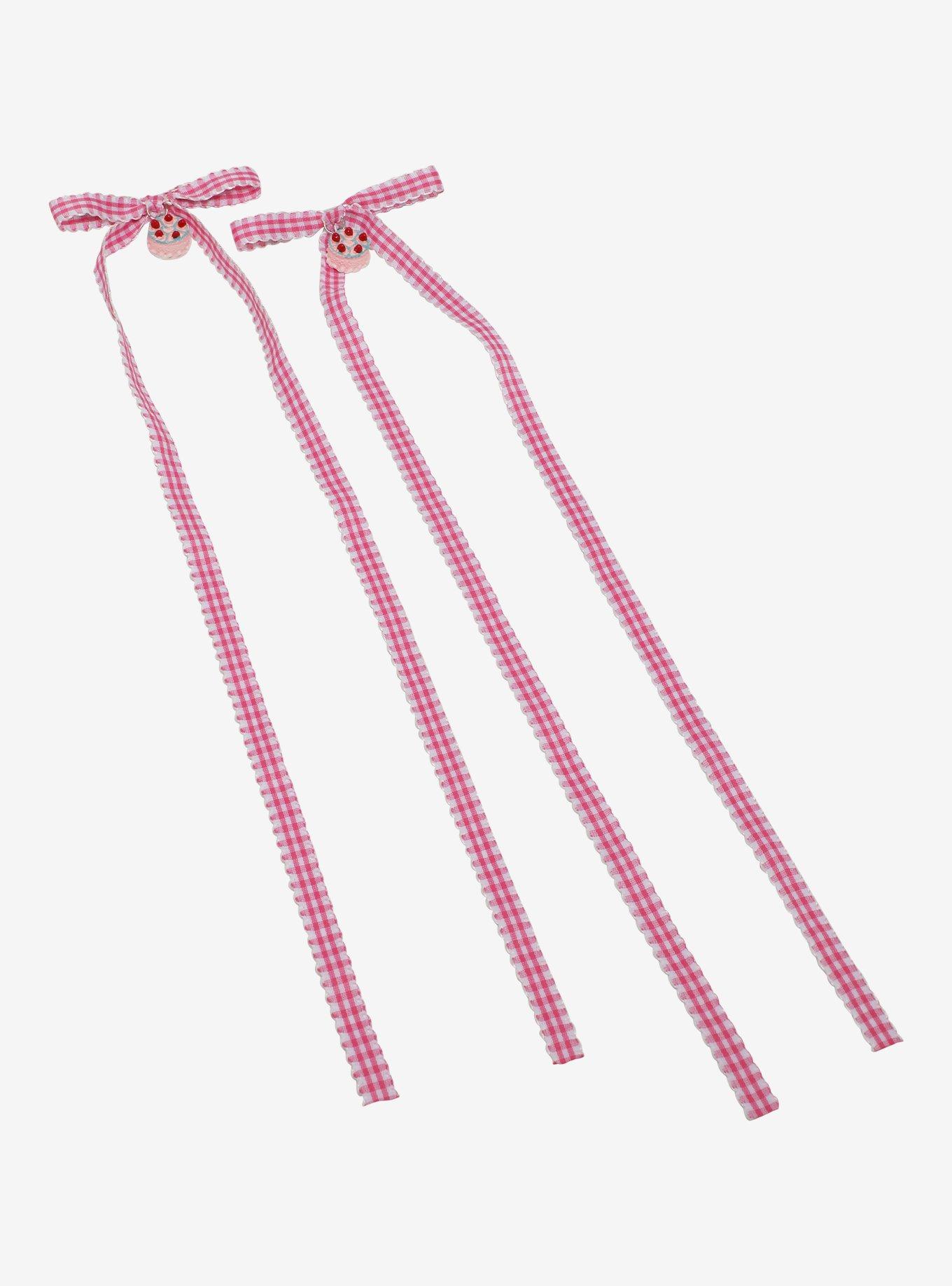 Sweet Society Cake Charm Gingham Hair Bow Set, , hi-res