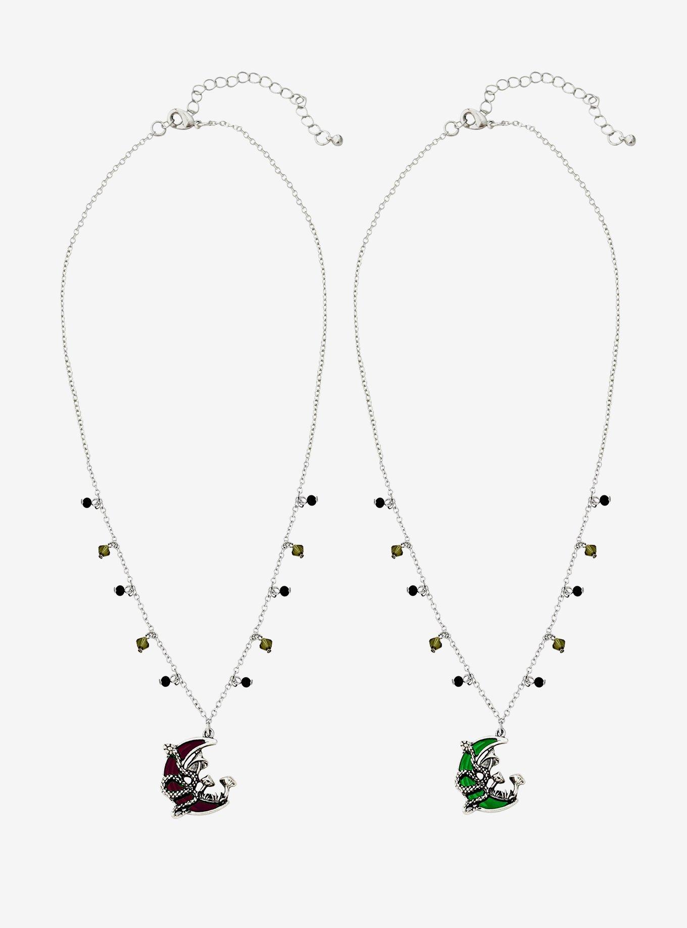 Thorn & Fable Crescent Moon Snake Best Friend Necklace Set, , hi-res