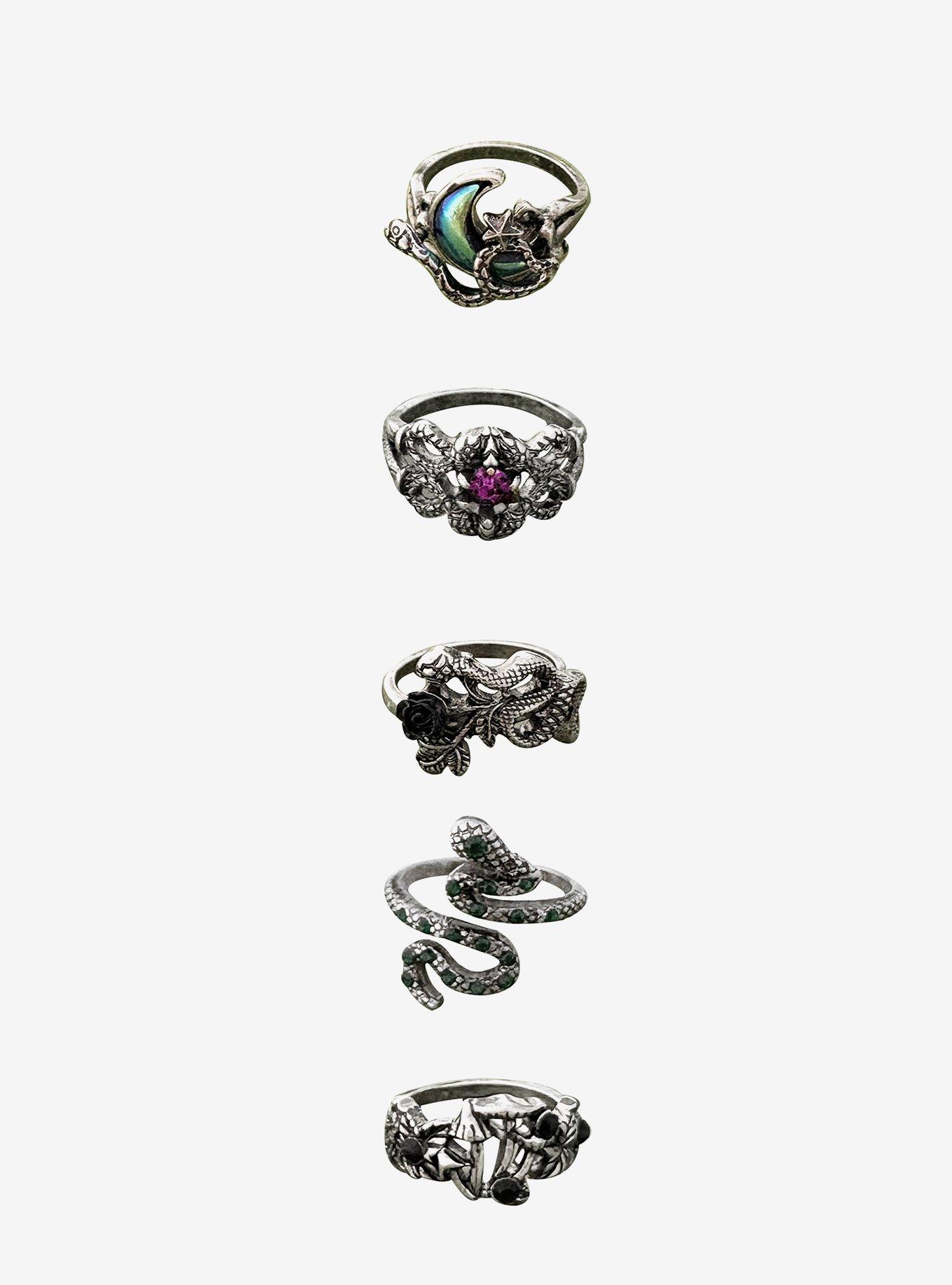 Thorn & Fable Snake Moon Gem Ring Set, , hi-res