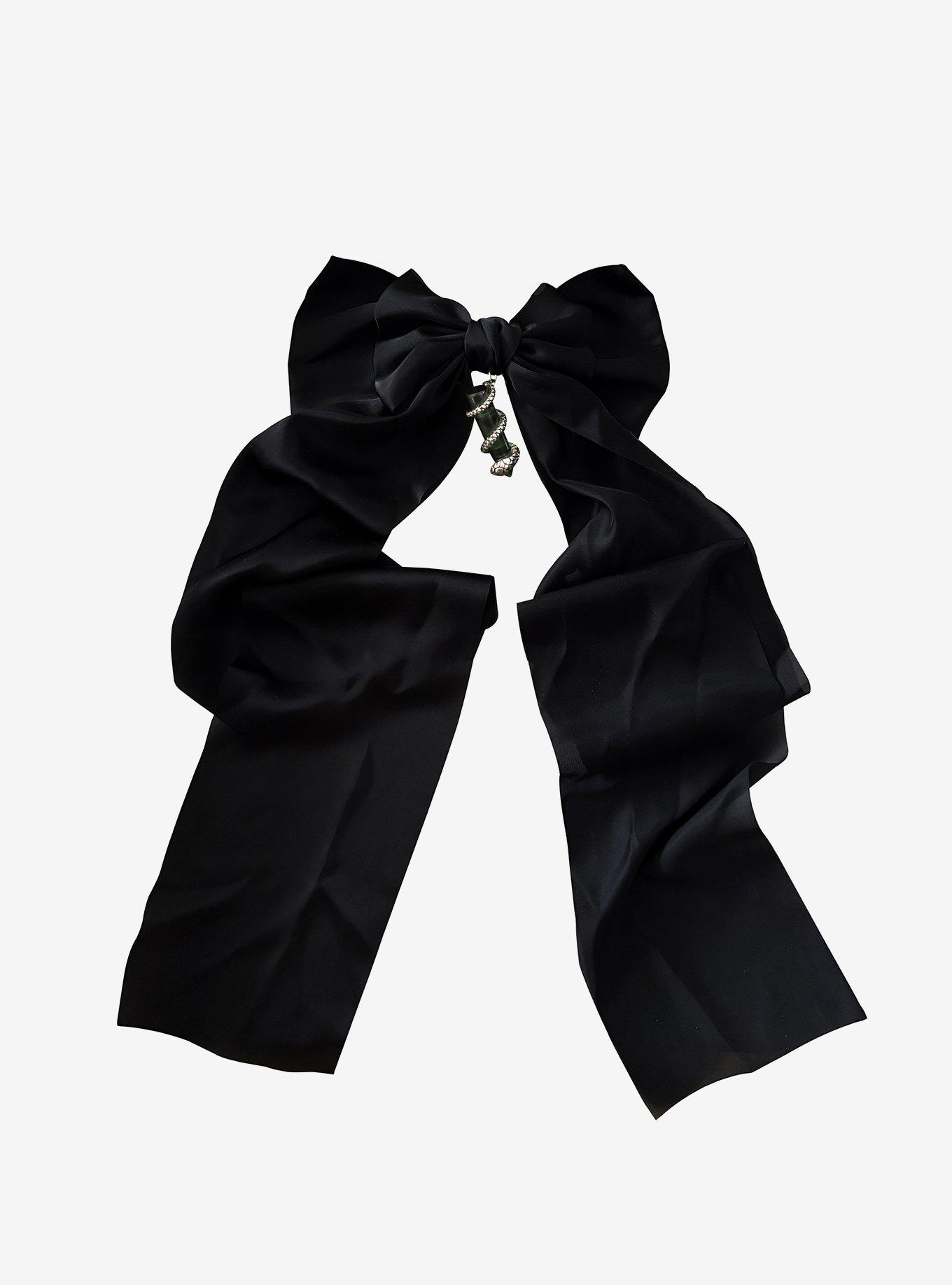 Thorn & Fable Black Snake Crystal Hair Bow, , hi-res