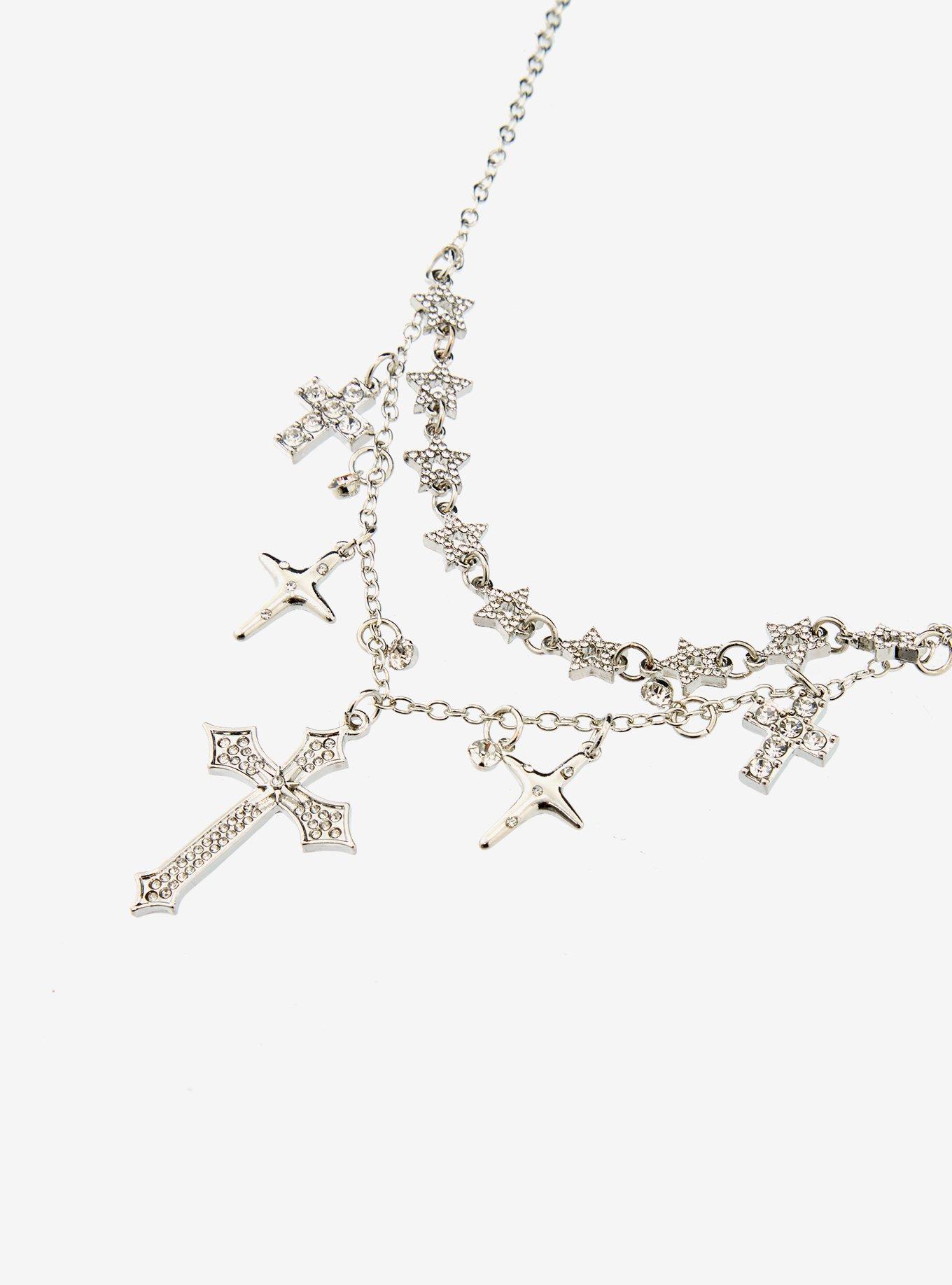 Star Cross Bling Layered Necklace, , alternate