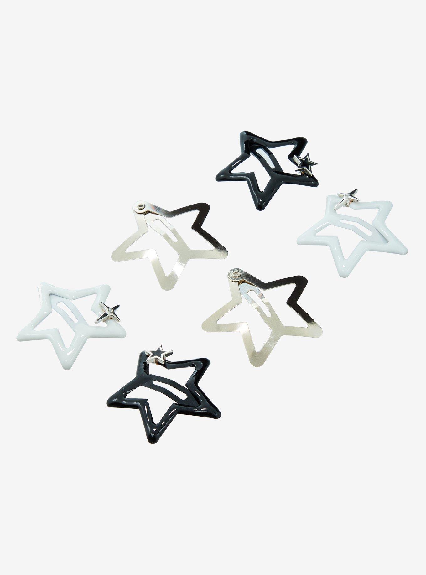 Black & White Star Hair Clip Set, , alternate