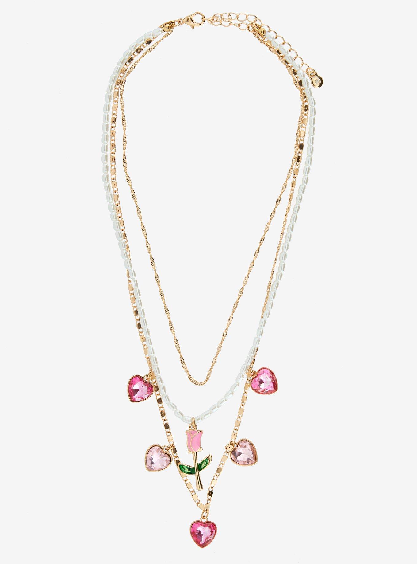 Sweet Society Pink Heart Tulip Necklace