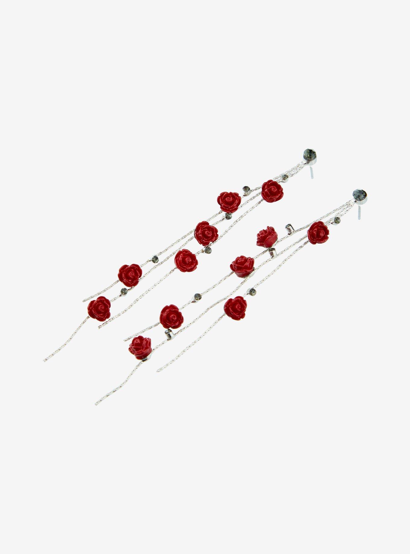 Red Rose Drop Earrings, , alternate