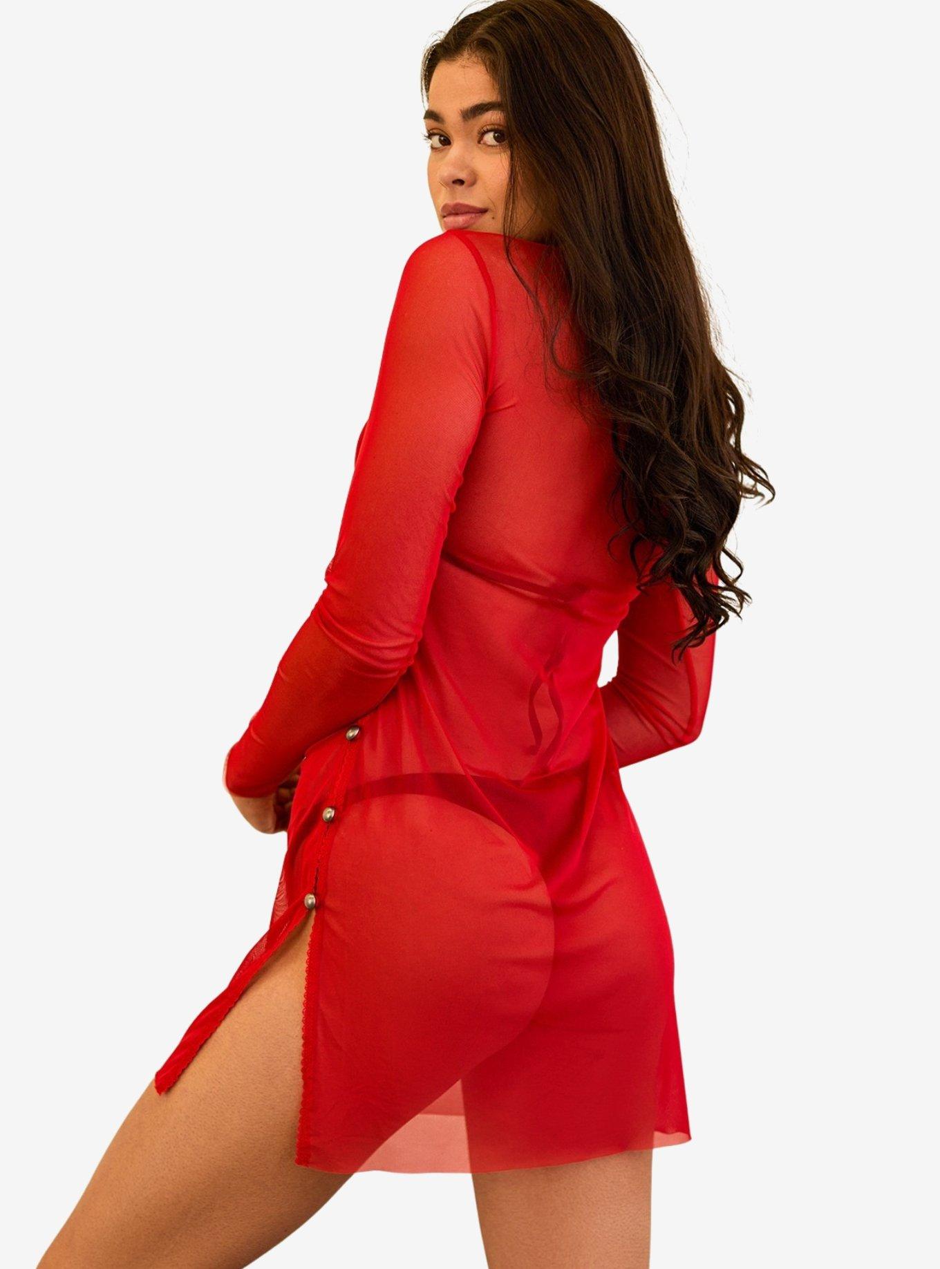 Dippin' Daisy's Main Long Sleeve Mesh Character Dress Poppy, RED, alternate
